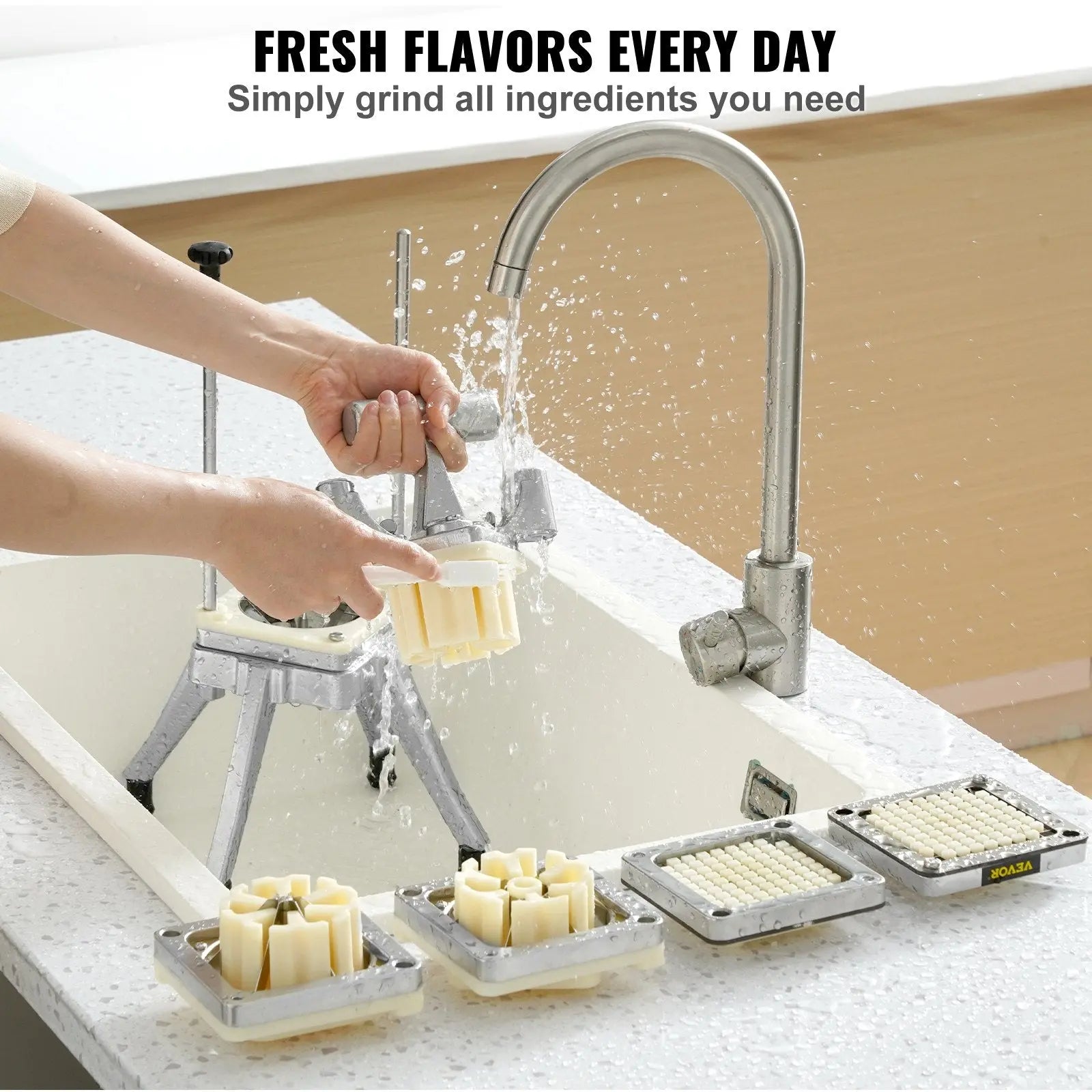 Professional Stainless Steel Vegetable and Fruit Chopper with Four Blades for Commercial Use