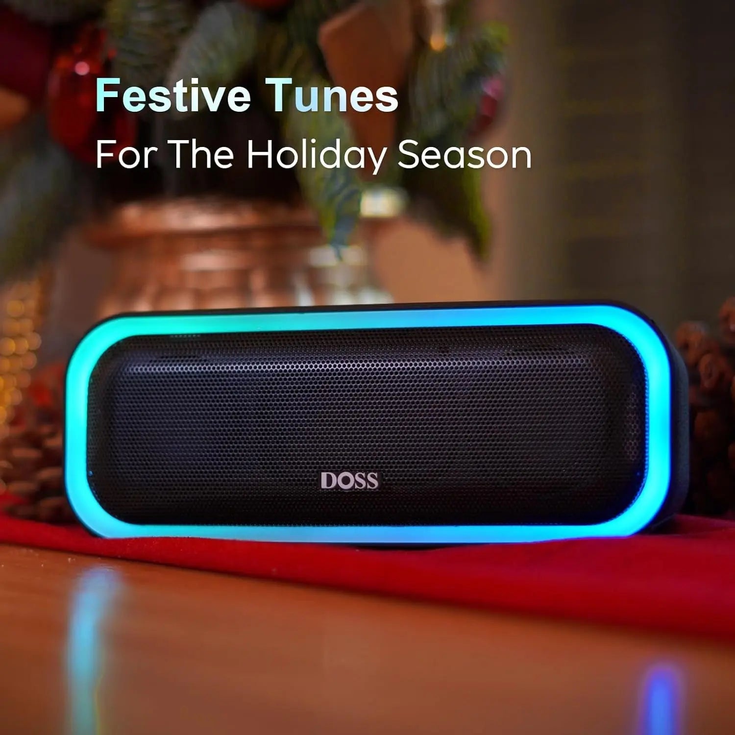 Soundbox Pro Bluetooth Speaker - 20W Stereo Sound with Active Extra Bass, 20 Hours Playtime, Multi-Color Lights, IPX6 Waterproof Rating - Ideal for Home, Outdoor, Parties, and Gift Giving for All Ages - Blue