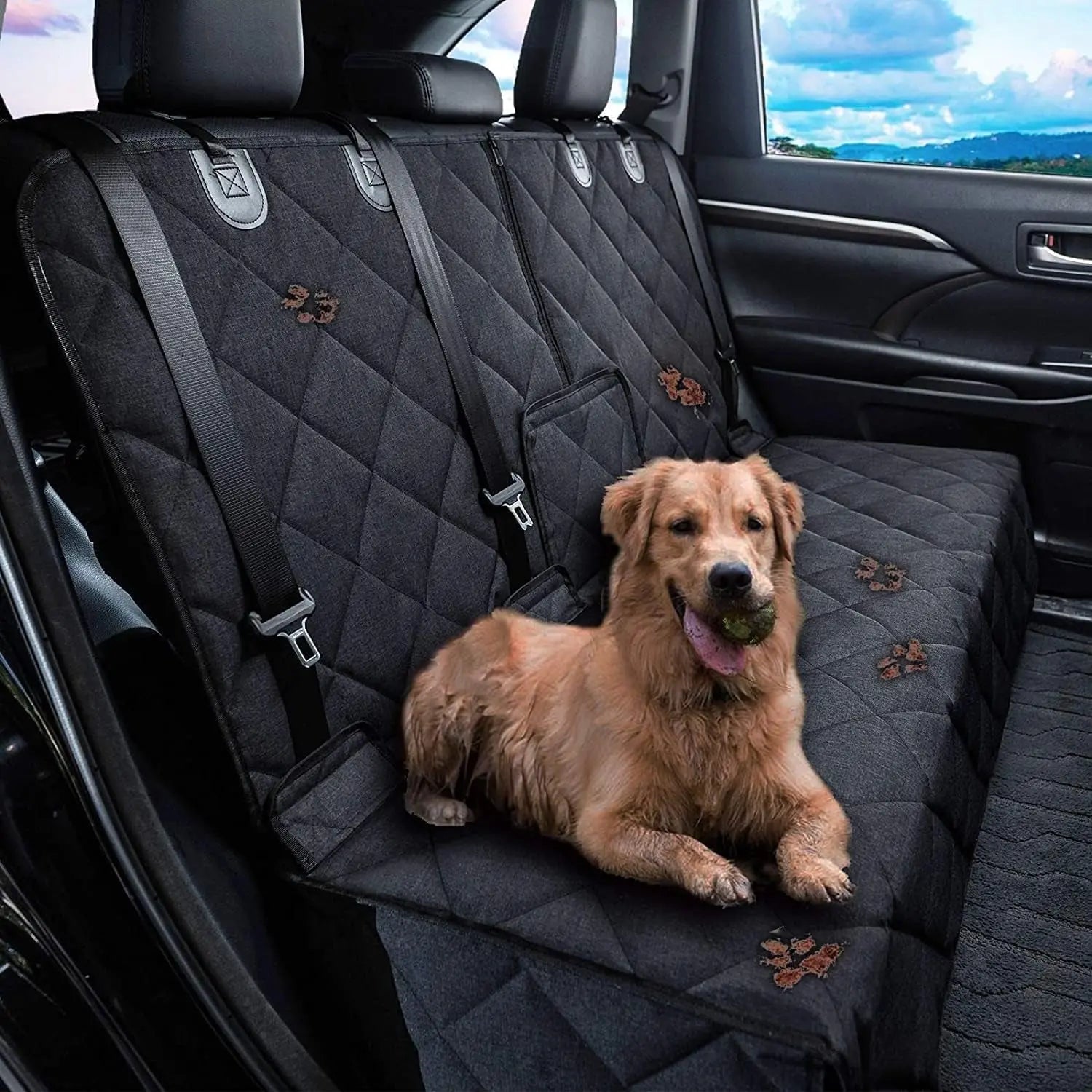 Bench Dog Waterproof Back Seat Cover for Pets - Durable, Scratch-Proof, Non-Slip Protector for Fur and Mud, Washable and Armrest Compatible