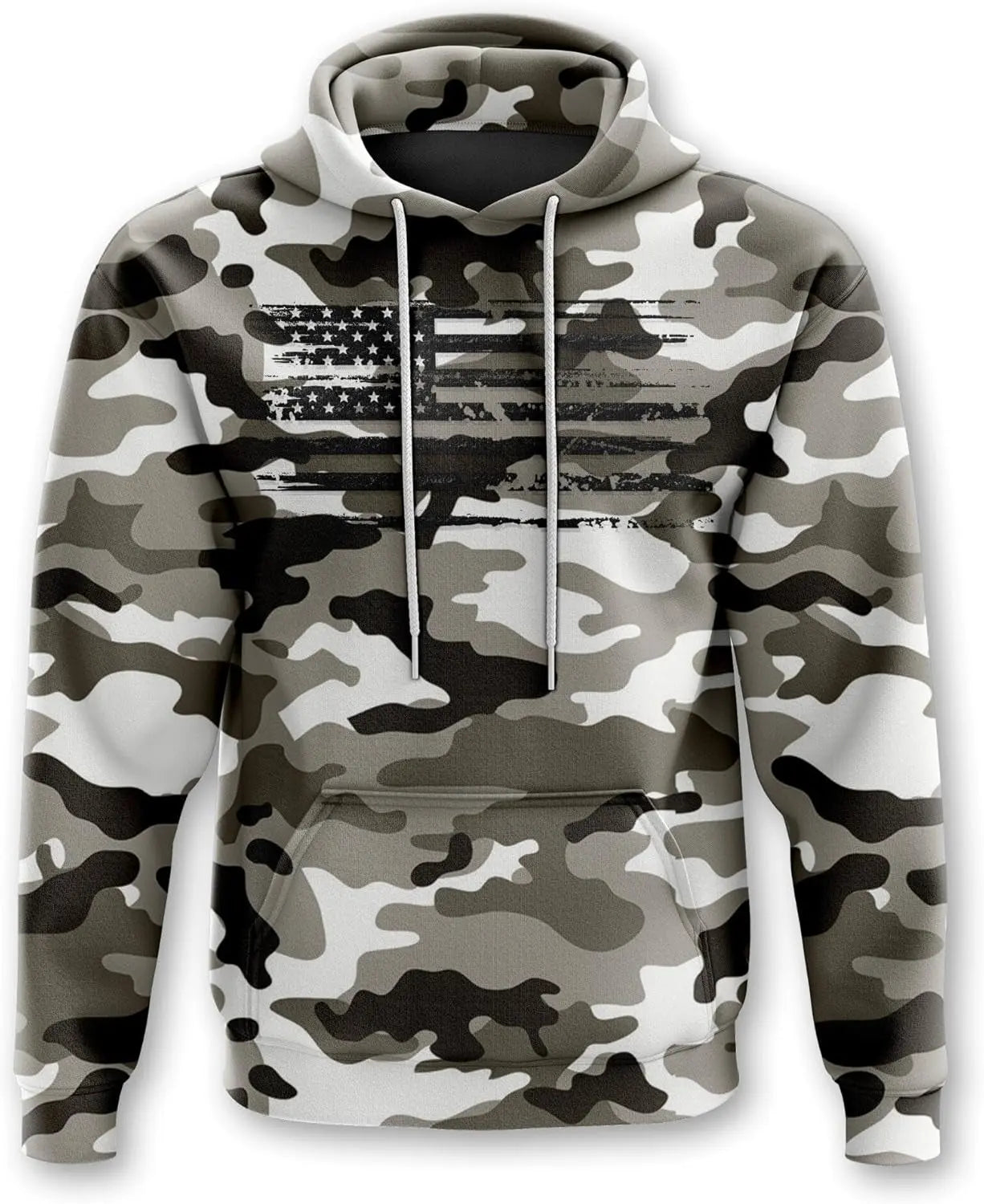 Heavyweight Patriotic Camo Flag Hoodies for Men and Women