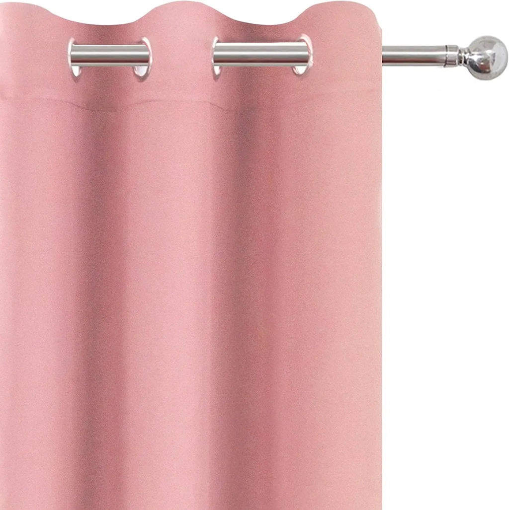 Set of Two Grommet Blackout Curtains in Baby Pink, 42 x 63 Inches for Bedroom