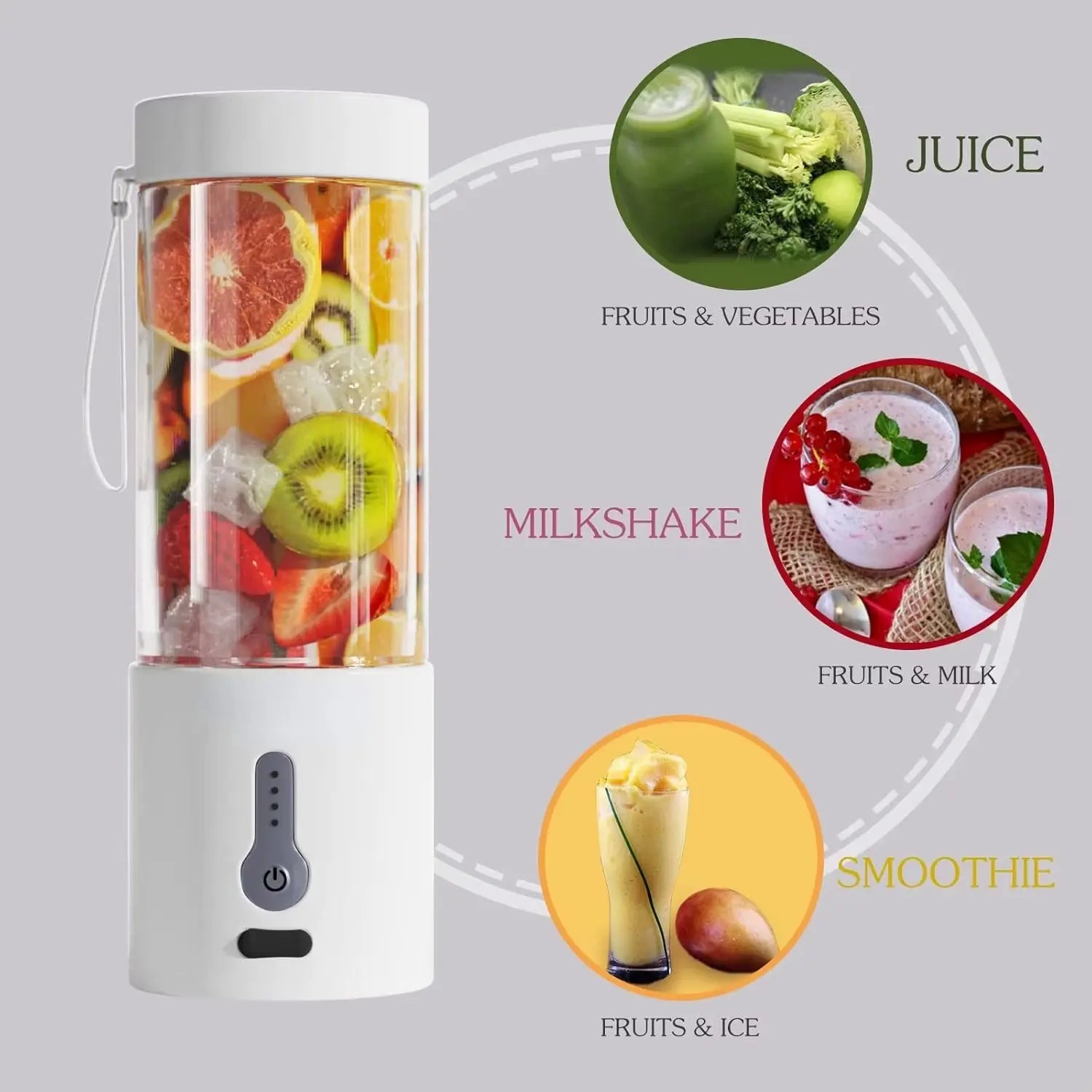 High-Performance Portable Blender for Shakes and Smoothies, 150W Motor, Quick USB-C Rechargeable, Compact Design with Power Display