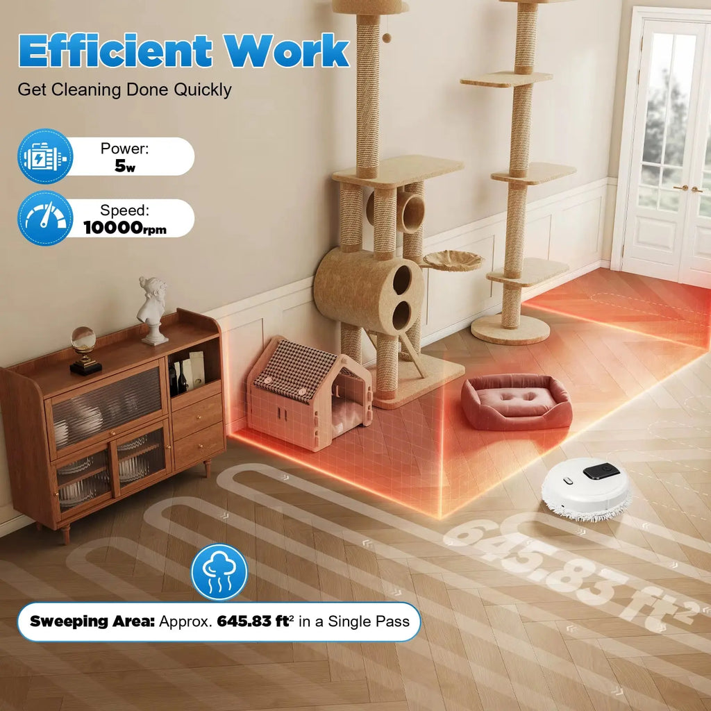 Professional Robotic Vacuum and Mopping System - Mini Automatic Sweeper for Wet and Dry Cleaning, 5W Suction Power