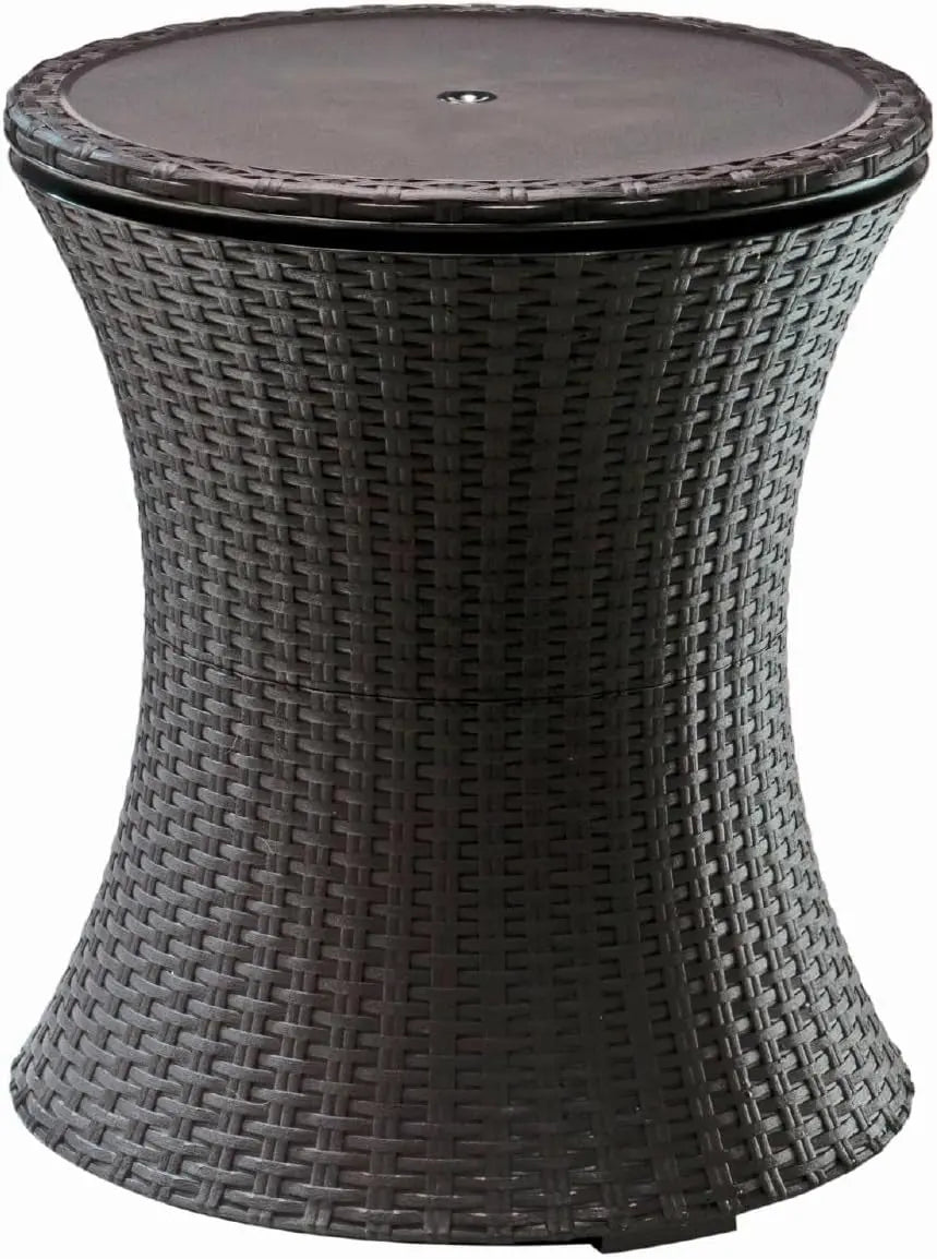 Pacific Cool Bar Outdoor Patio Side Table with Integrated 7.5 Gallon Beverage Cooler in Espresso Brown