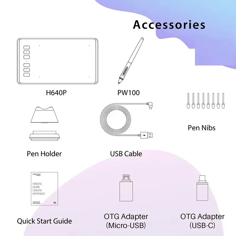 H640P and H950P Ultralight Graphic Tablets with Battery-Free Stylus for Digital Drawing on PC and Android Devices