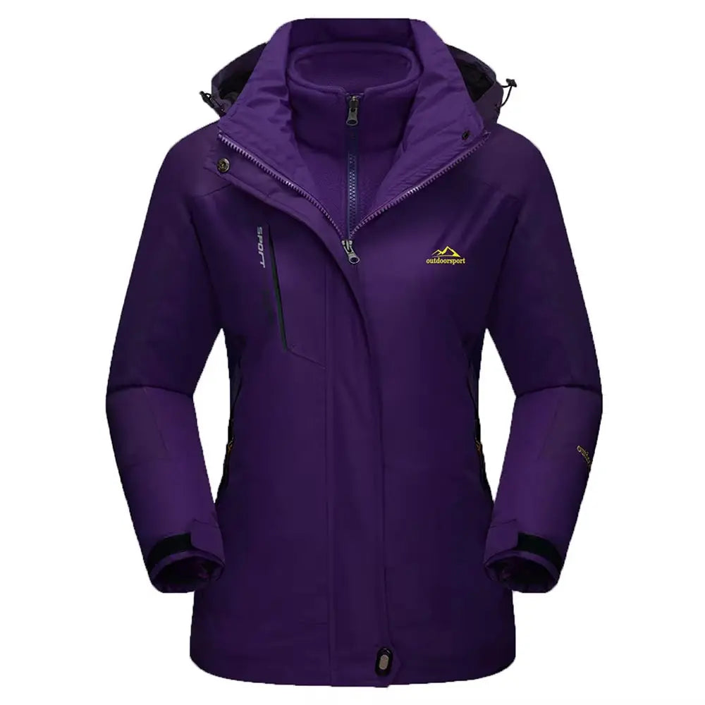 Women's 3-in-1 Winter Fleece Jacket - Waterproof Ski and Snowboard Coat, Outdoor Rain and Windbreaker Parka