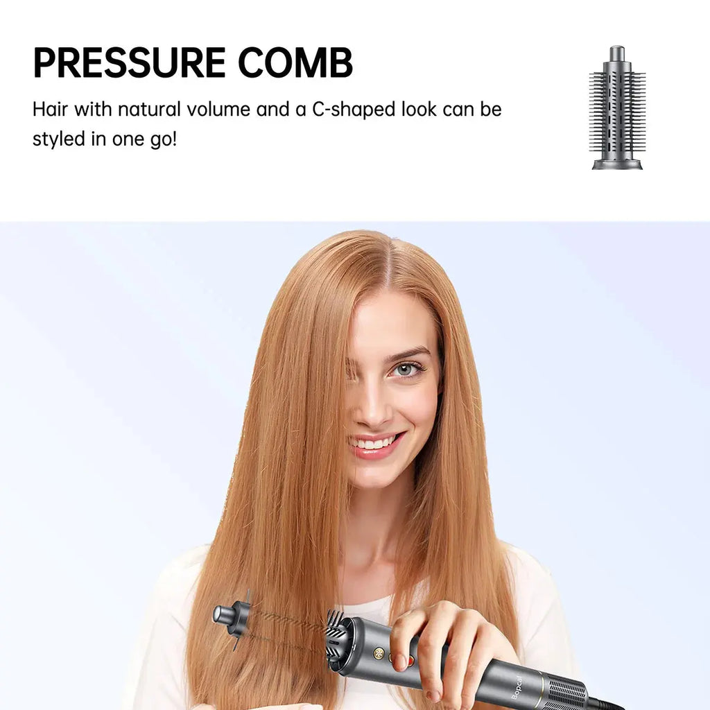 5-in-1 Hair Dryer and Styling Tool with Straightener and 32mm Curling Iron, Featuring 300 Million Negative Ions for Hair Care and Quick Drying (1-3 Minutes) - Ideal Gift Option