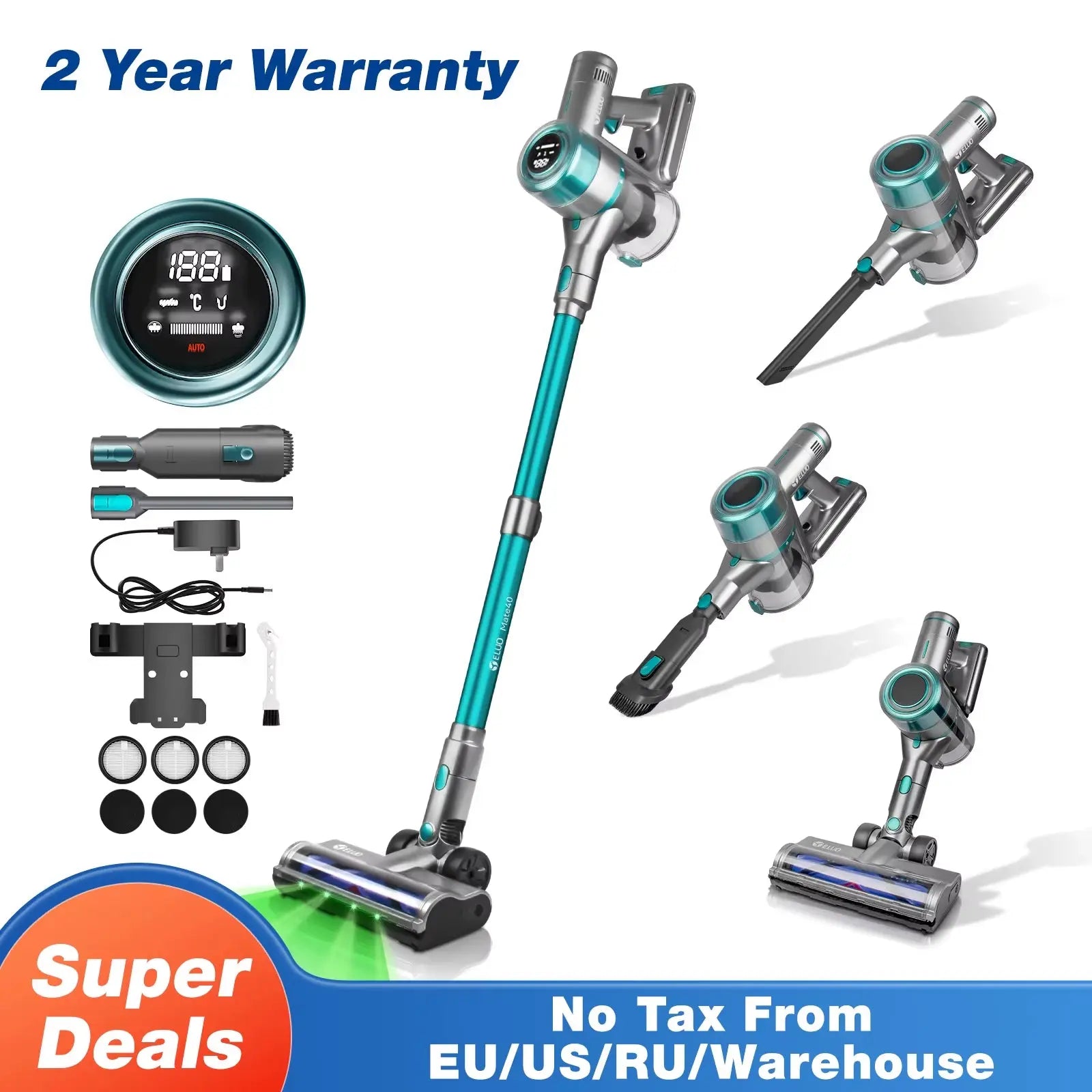 400W Cordless Stick Vacuum Cleaner with Touch Screen, Up to 60 Minutes Runtime, Wireless Design for Home Use, Anti-