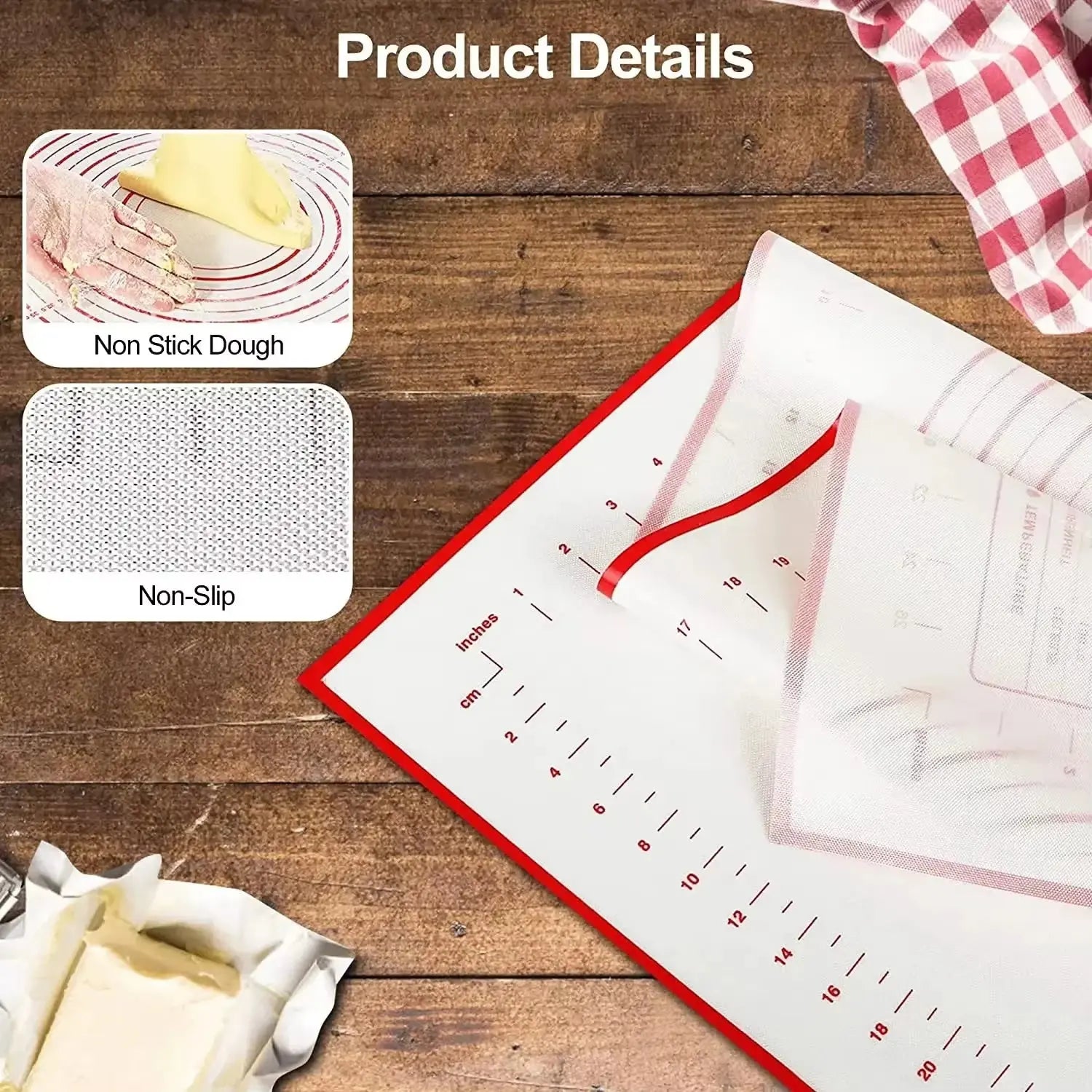 UNTIOR Silicone Kneading Dough Mat - Versatile Baking Mat for Pizza, Cake, and Dough Preparation in the Kitchen