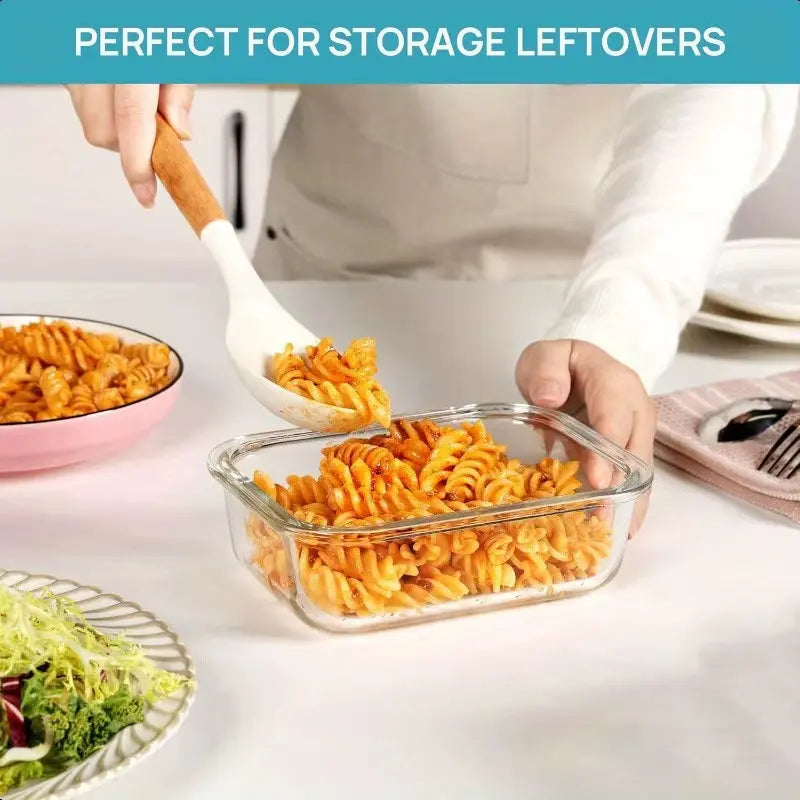 8-Piece Glass Meal Dispenser Bento Box Set with Leak-Proof Lids for Convenient Food Storage, Stackable Design, Easy to Clean and Organize