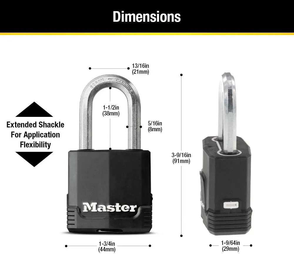 Magnum Heavy Duty Outdoor Padlock by  - Weather Resistant Body and Cut Resistant Shackle for Fences, Gates, and Sheds, Model M115XDLF