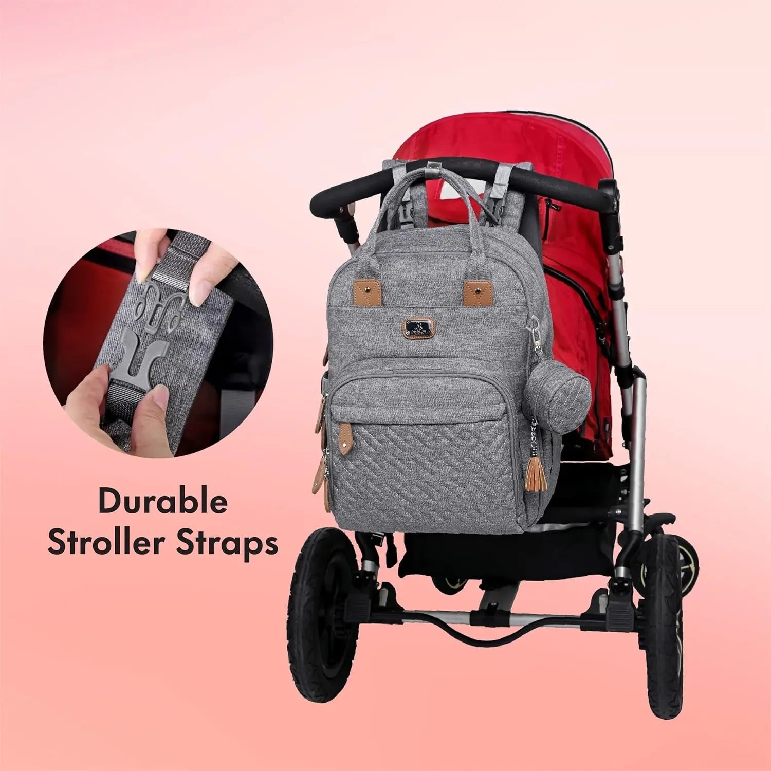 Multifunctional Diaper Bag Backpack with Portable Changing Pad, Pacifier Case, and Stroller Straps - Spacious Unisex Baby Bag for Parents, Gray