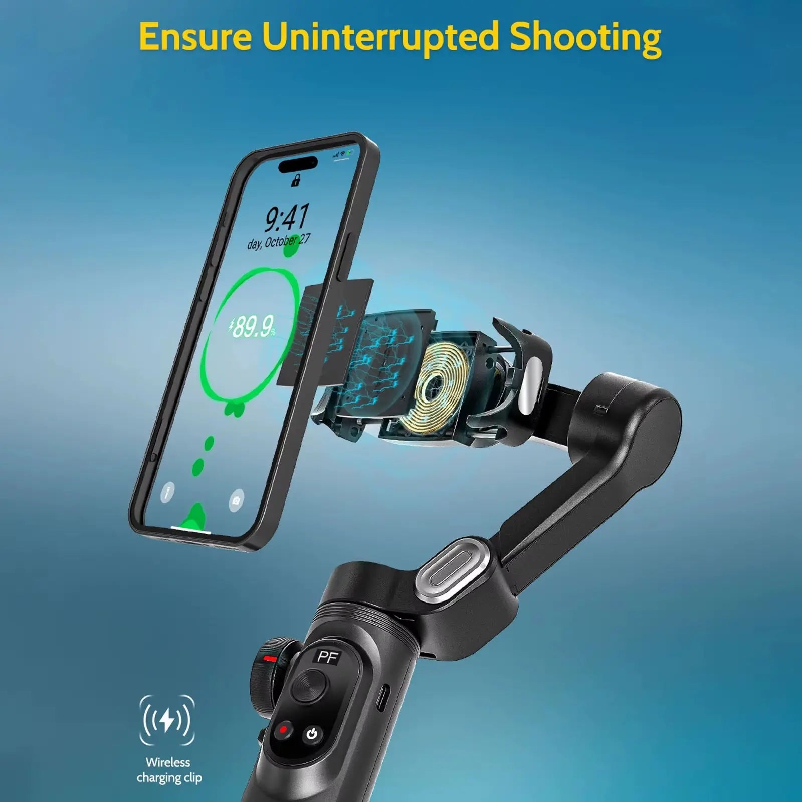 3-Axis Smartphone Gimbal Stabilizer with OLED Screen and LED Lights for Android and iPhone - Model Xproblack