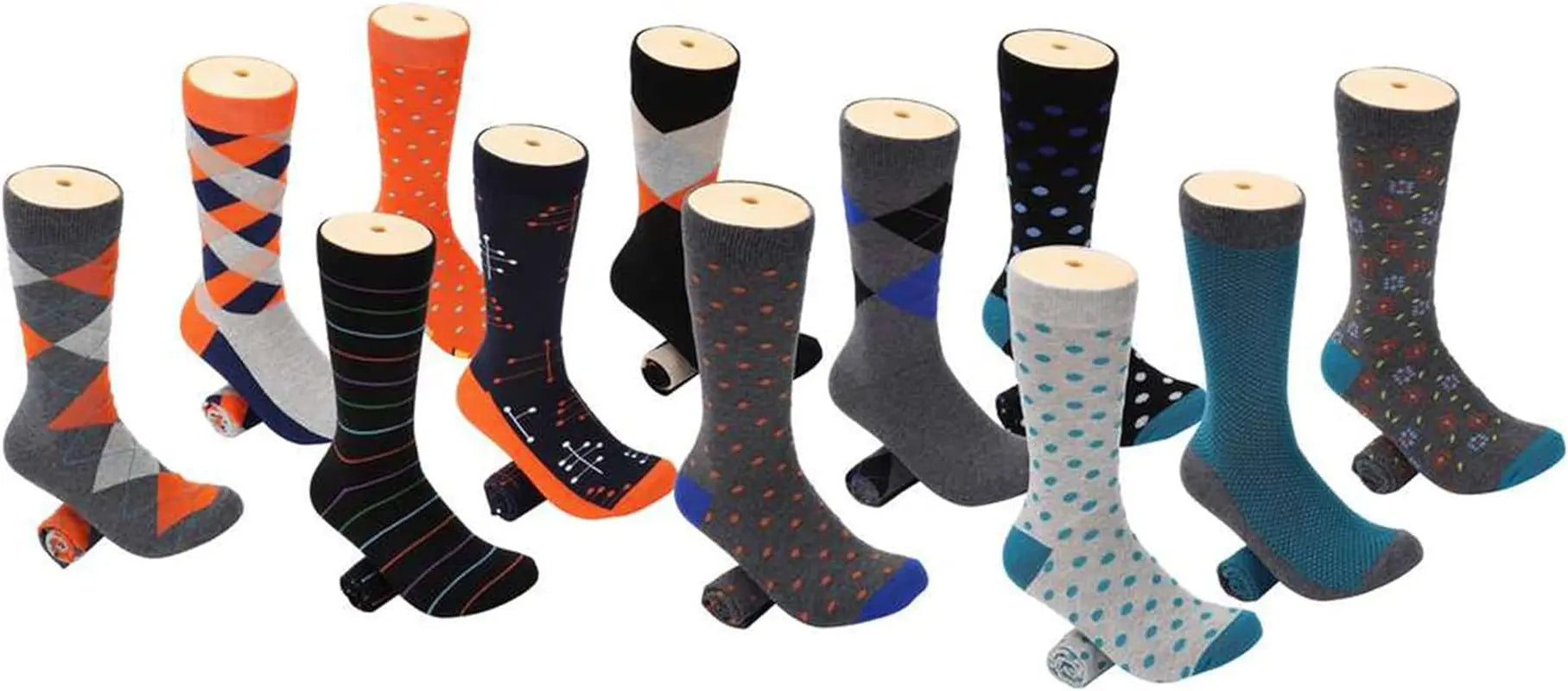 Marino Men's Dress Socks - Vibrant Cotton Patterned Socks - 12 Pack