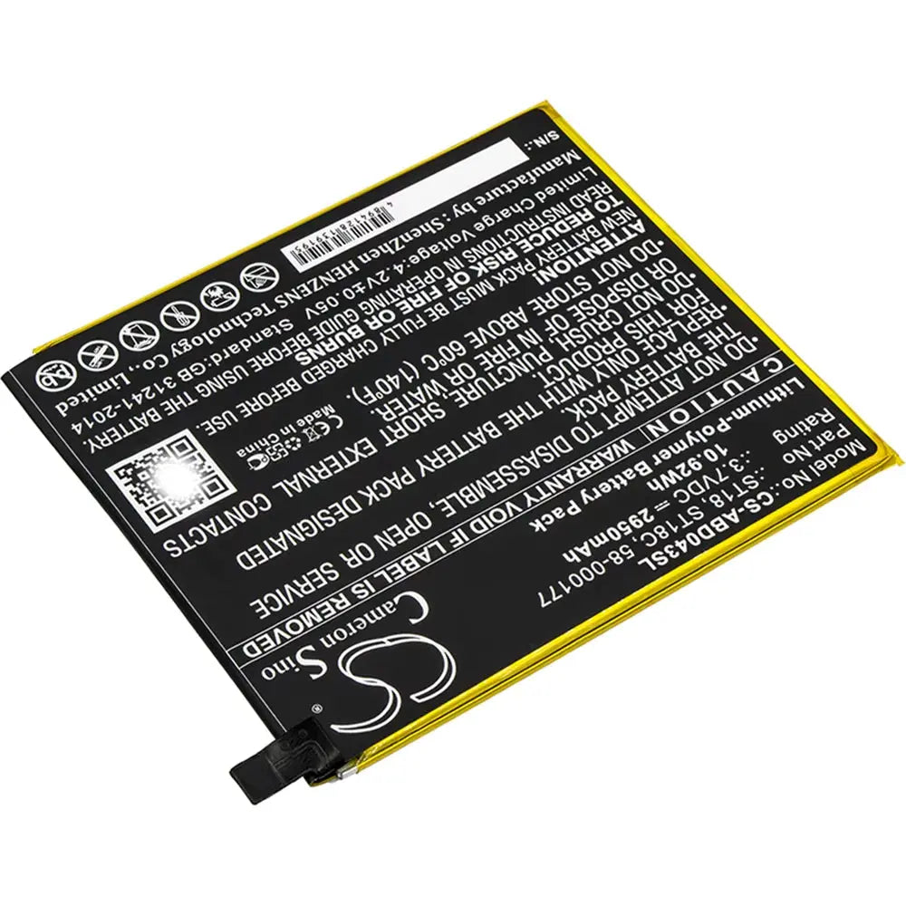 2950mAh Replacement Battery for Amazon Kindle Fire 7" (7th Generation, 2017) - Model B01GEW27DA, SR043KL, SR04KL