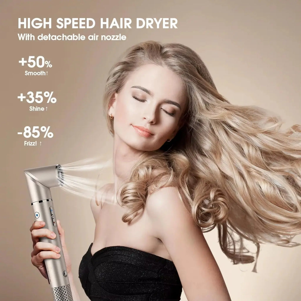 3-in-1 High-Speed Hair Dryer Brush with 110,000 RPM Negative Ionic Technology for Professional Blowouts and Styling
