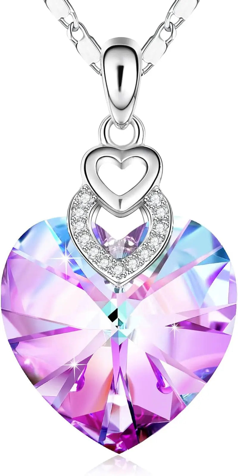 3 Hearts Crystal Necklace for Women - Engraved Pendant "Love You" - Ideal Gift for Christmas, Weddings, Anniversaries, Mother's Day, Valentine's Day, and Birthdays - Presented in a Gift Box