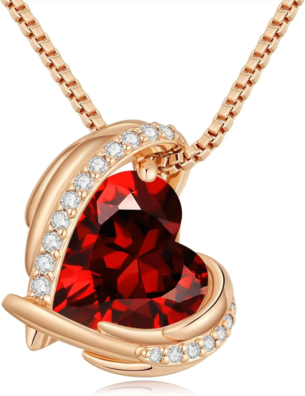 Women's Christmas Gifts: Love Heart Pendant Necklaces in Silver and Rose Gold with Birthstone Accents for Wives and Loved Ones