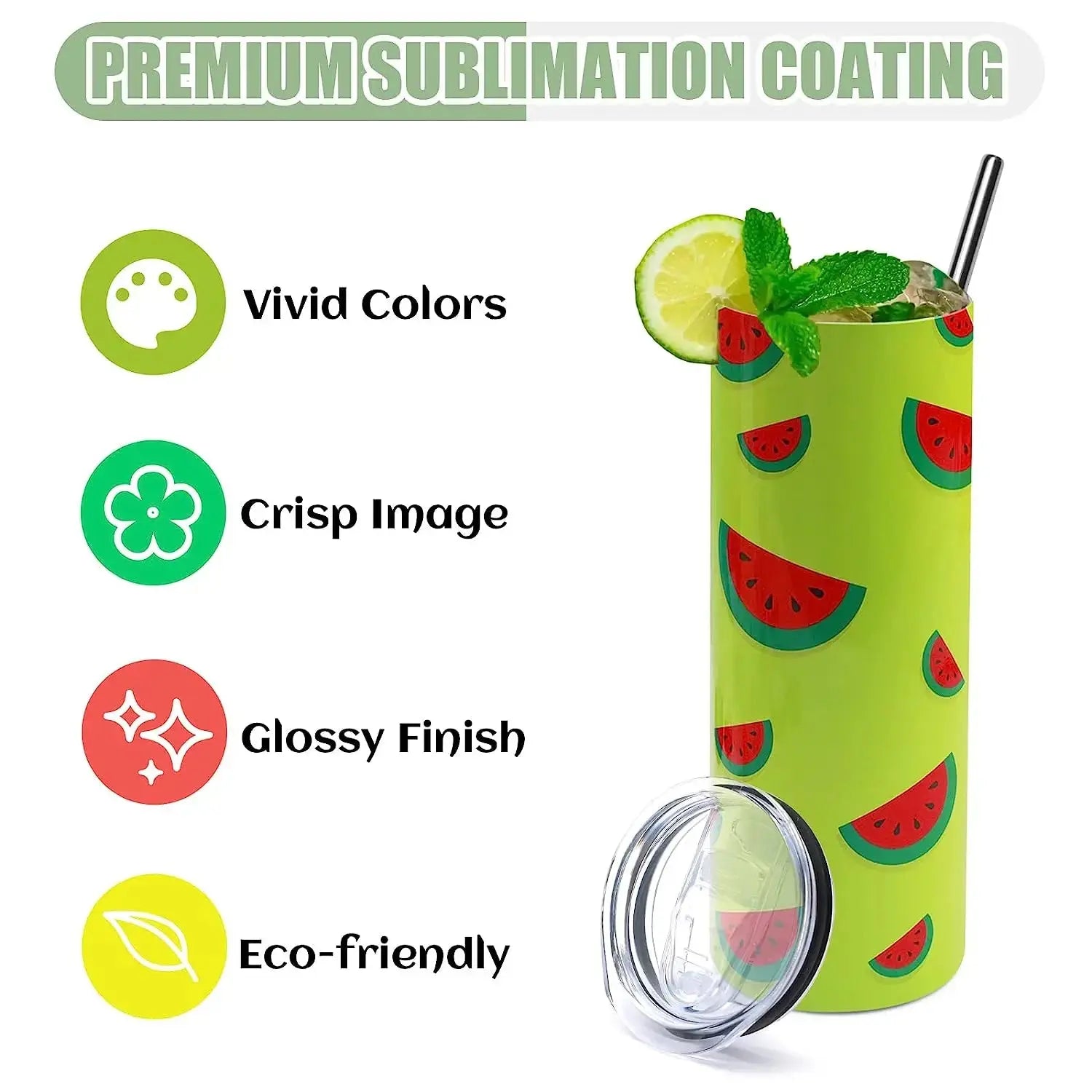 HTVRONT 8-Piece Stainless Steel 20 oz Sublimation Tumblers - Skinny Straight DIY Blank Mugs with Sublimation Papers