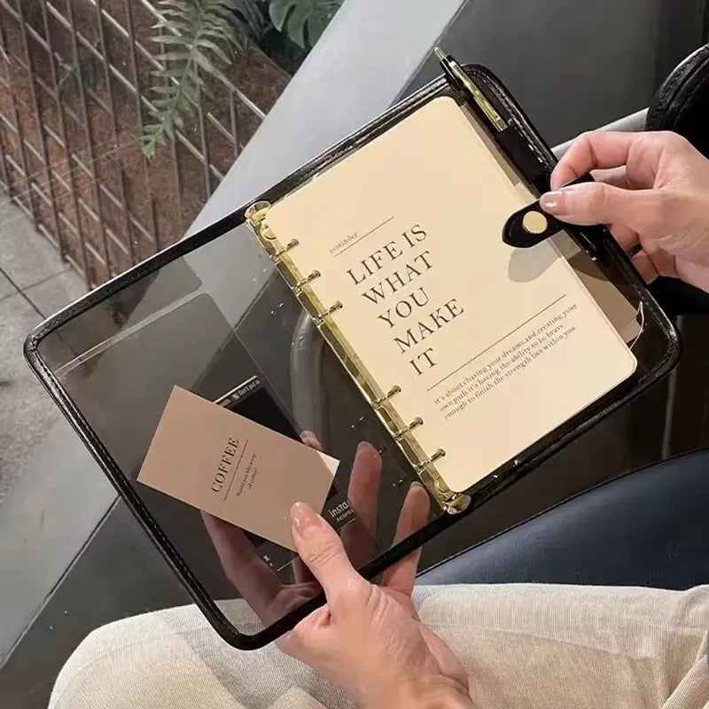A5 A6 Transparent Binder Journal Soft Cover Notebook Diary Agenda Planner for Business and Office Use