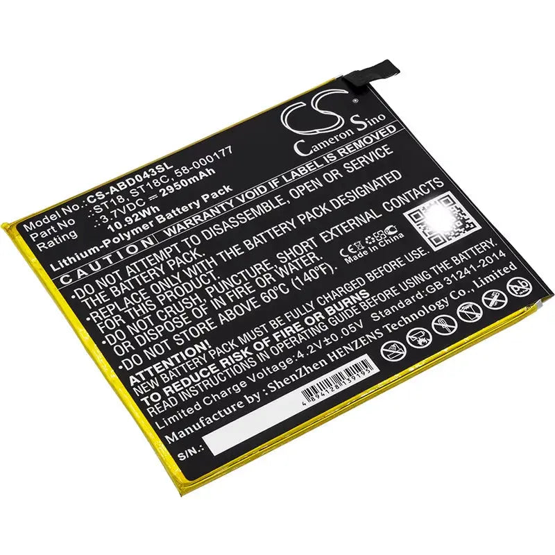 2950mAh Replacement Battery for Amazon Kindle Fire 7" (7th Generation, 2017) - Model B01GEW27DA, SR043KL, SR04KL
