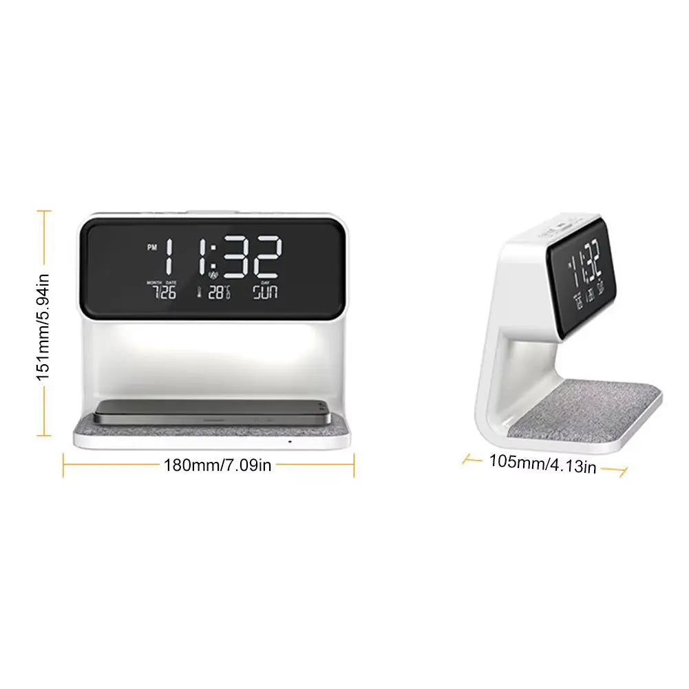 3-in-1 Touch Control Nightstand Lamp with Wireless Charger and Dimmable Digital Alarm Clock for Bedroom and Dormitory