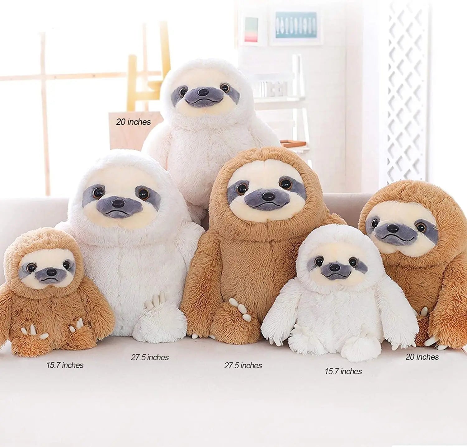 Ivory Plush Sloth Stuffed Animal Toy - 15.7 Inch Cute Teddy Bear for Kids' Birthday Gifts and Baby Dolls