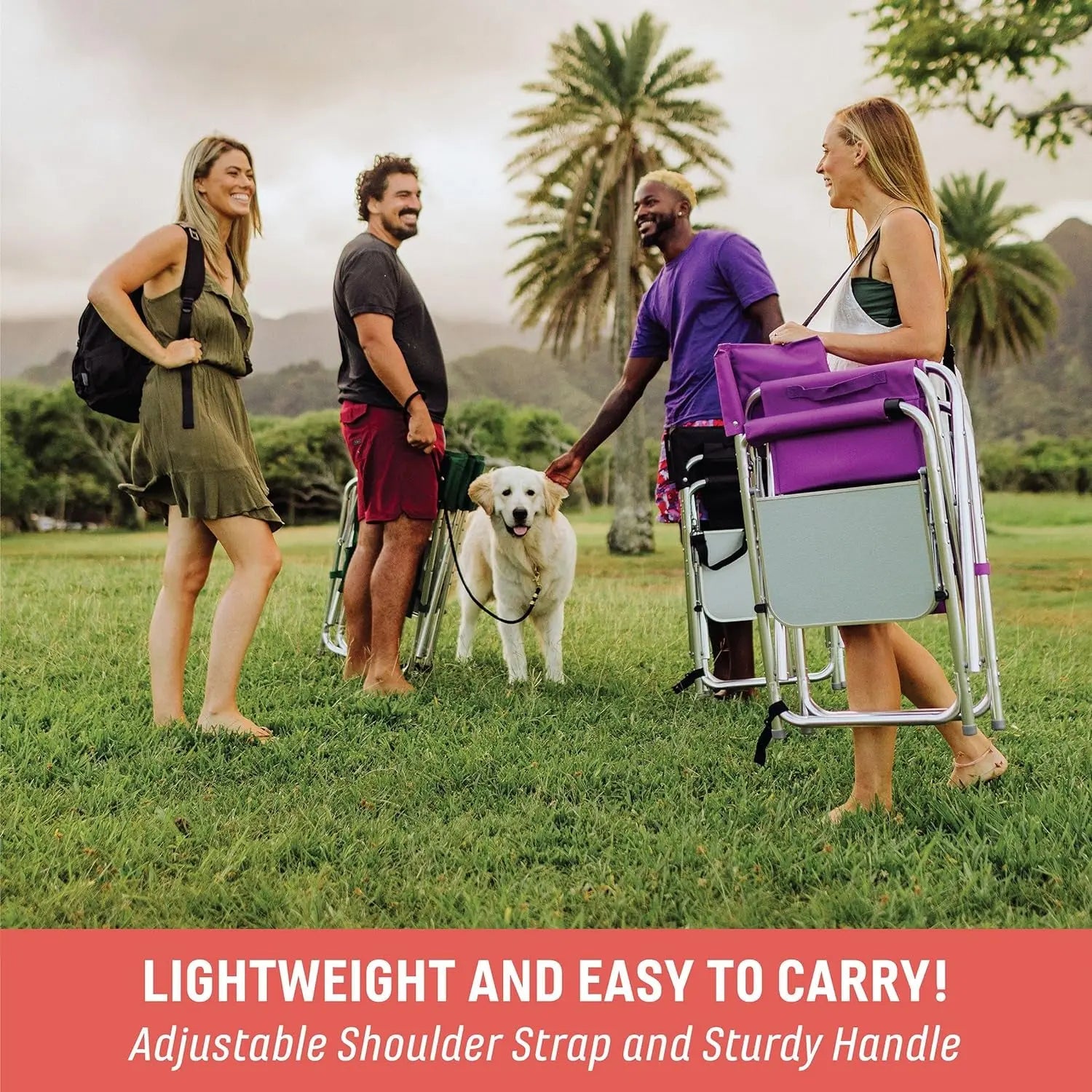 Sports Chair with Side Table - Foldable Padded Outdoor Camping Chair for Adults, 300-Lbs Capacity, Ideal for Lawn, Beach, and Sports Activities (Red)