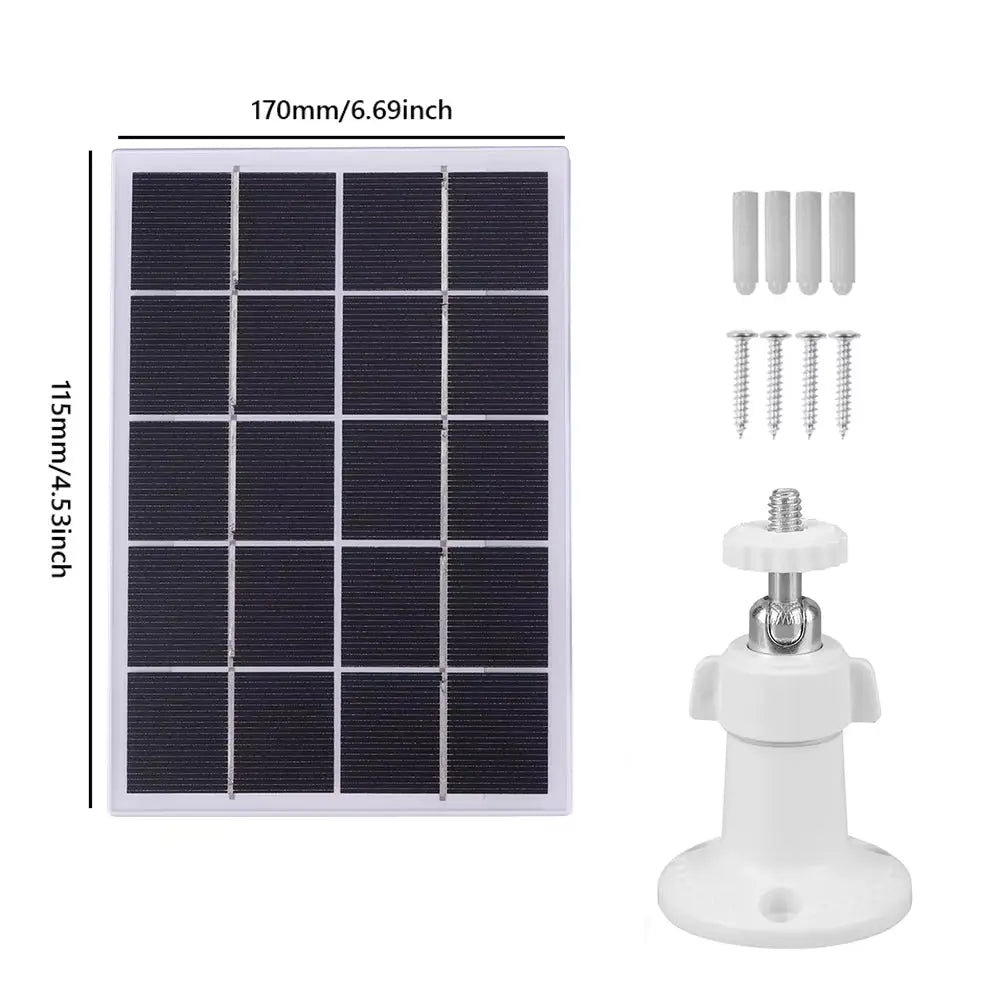 6-3W Solar Panel Charger for Ring Doorbell with IP65 Waterproof Rating and 360° Adjustable Wall Mount for Ring Video Doorbell Models 2, 3, 3 Plus, and 4