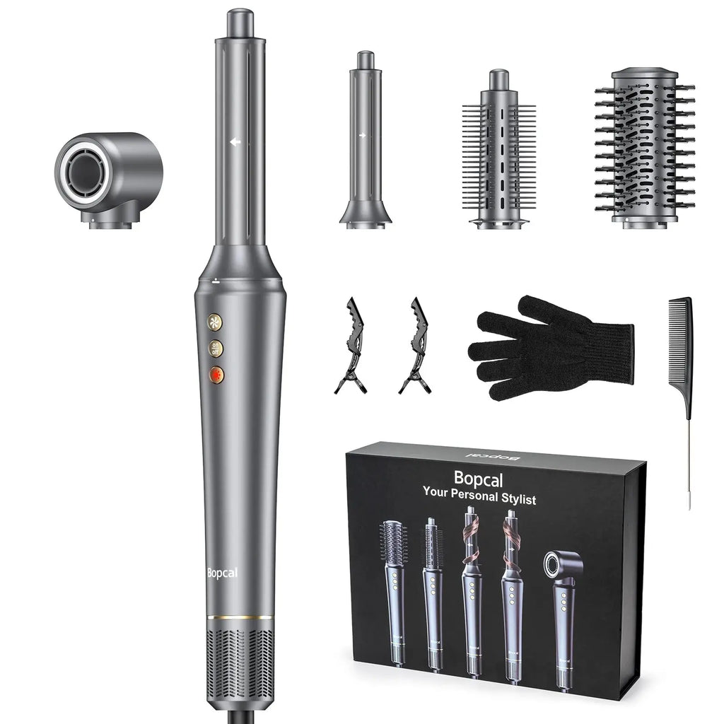 5-in-1 Multifunctional Hair Styling Tool: Electric Hair Dryer, Hot Air Comb, and Curling Iron with 1200W High-Speed Blower