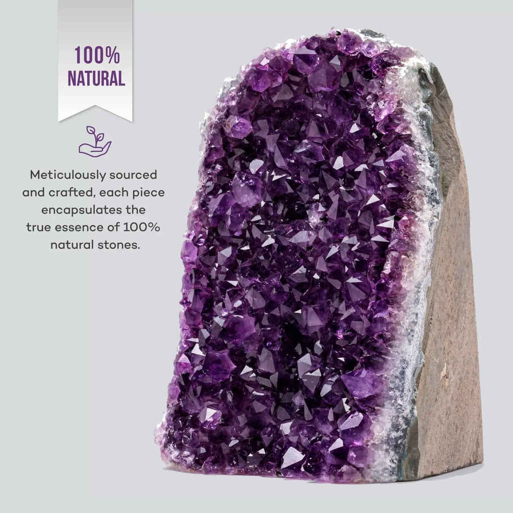 Natural Amethyst Crystal Clusters from Uruguay - 2 to 3 Pounds, 4 to 7 Inches in Height, Deep Purple Geode Quartz