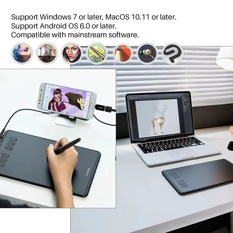 H640P and H950P Ultralight Graphic Tablets with Battery-Free Stylus for Digital Drawing on PC and Android Devices