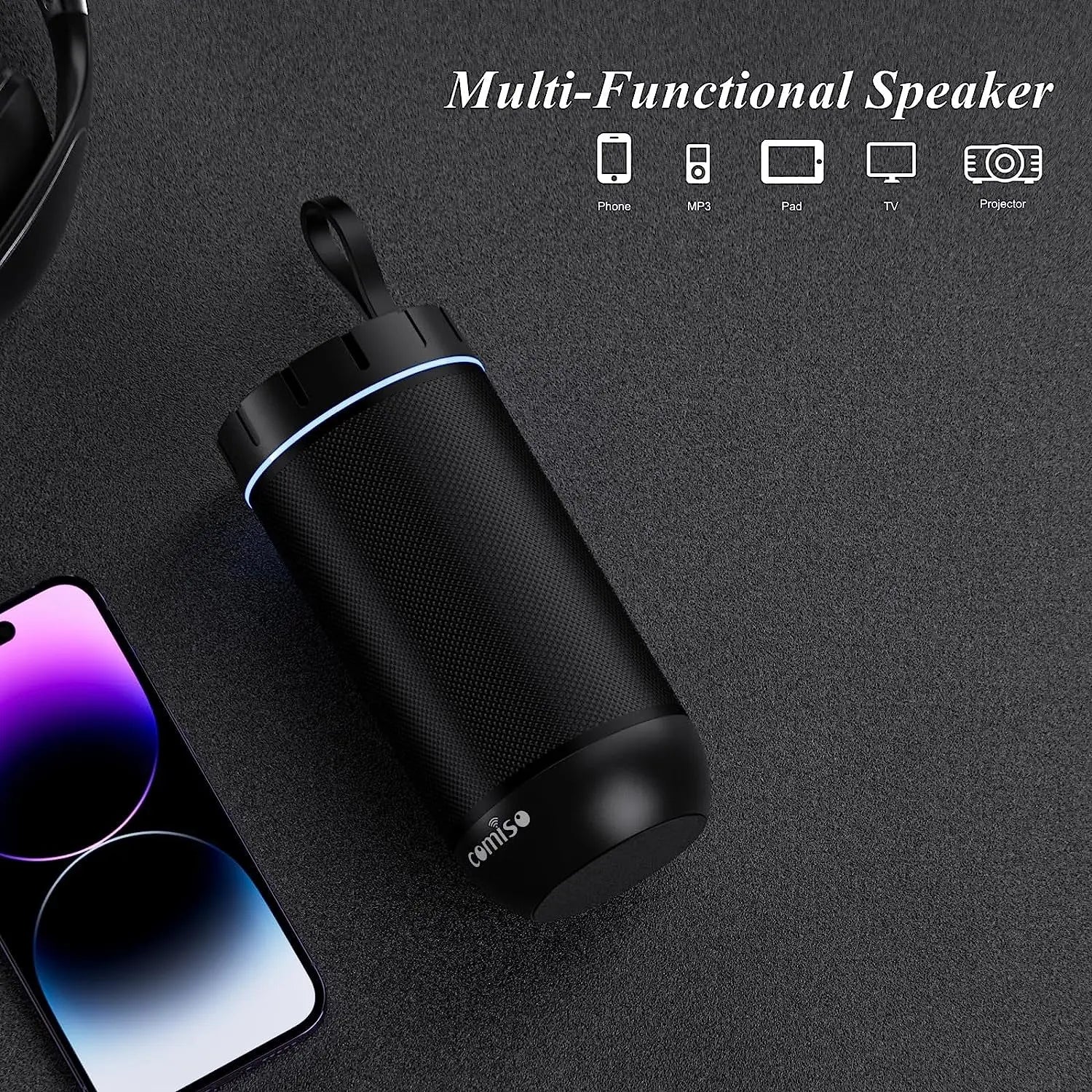 IP65 Waterproof Bluetooth Speaker - Portable 360° HD Stereo Sound, Enhanced Bass, TWS Pairing, 24-Hour Playtime, Ideal for Home, Outdoor, Camping, and Beach Use, Perfect Gift for All.
