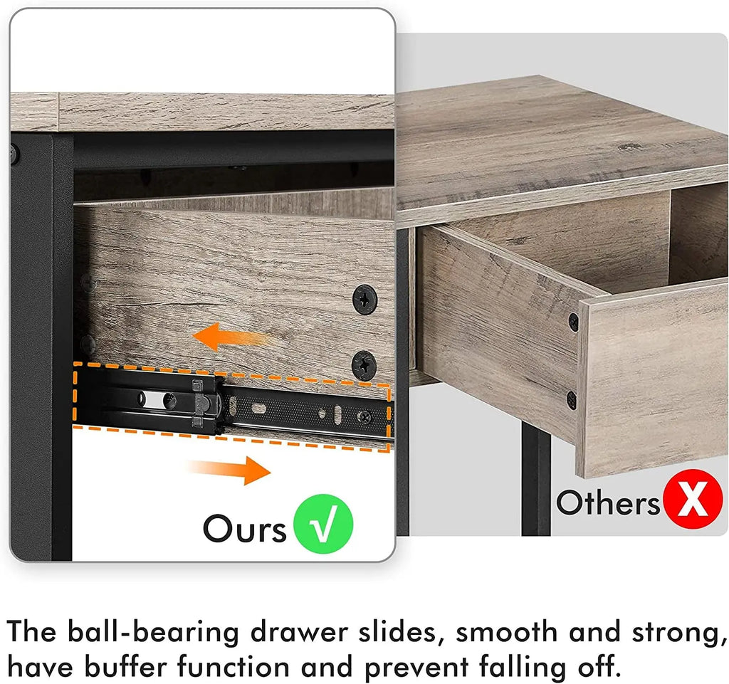 Gray Console Table with Drawer and 3-Tier Storage Shelves, Narrow Metal Frame Entryway Table for Living Room, Hallway, and Kitchen