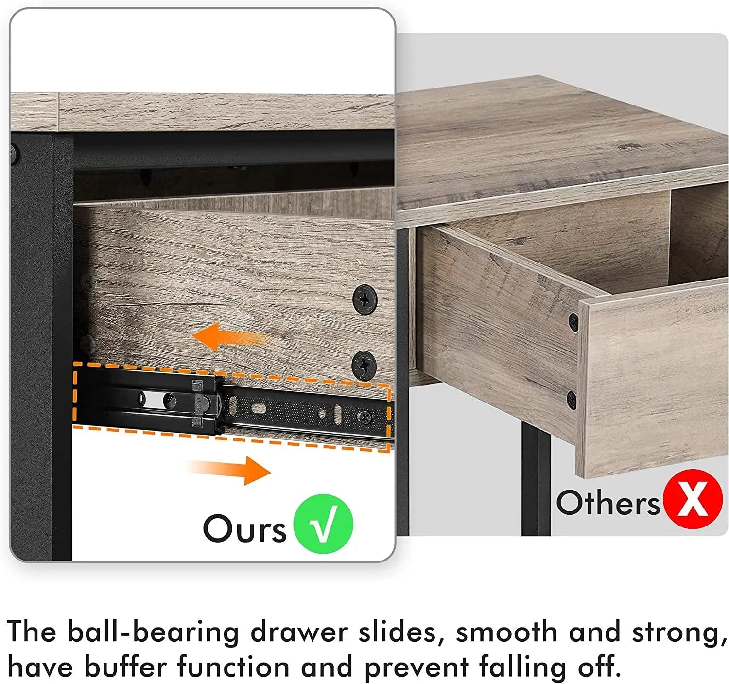 Gray Console Table with Drawer and 3-Tier Storage Shelves, Narrow Metal Frame Entryway Table for Living Room, Hallway, and Kitchen