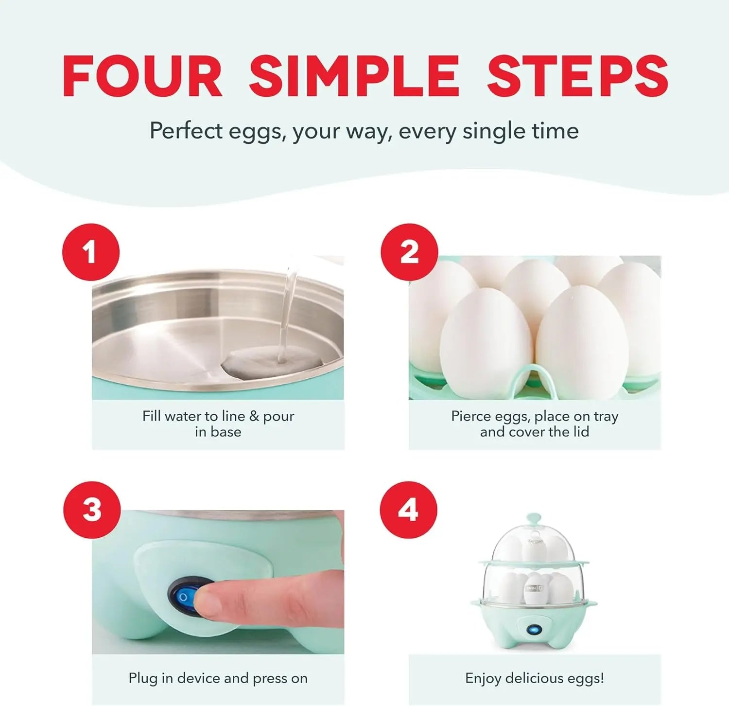 Deluxe Egg Cooker: Boiler, Poacher & Steamer with Measuring & Recipe Guide - Dishwasher Safe, Capacity for 12 Eggs, Black