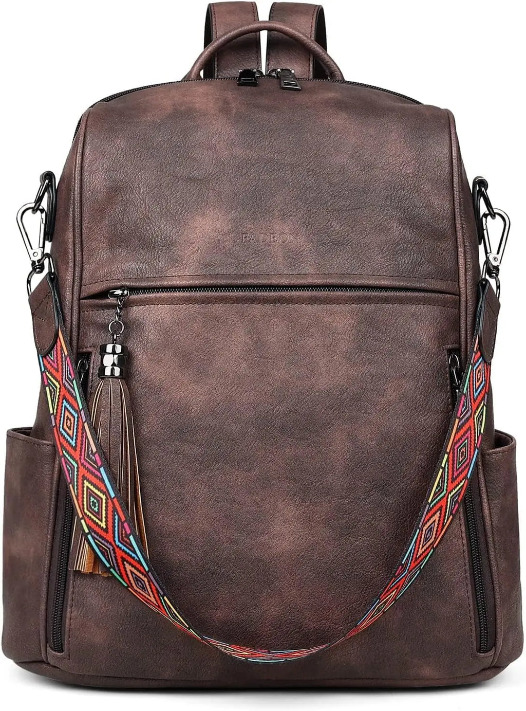Women's Leather Designer Backpack Purse - Stylish Travel Shoulder Bag with Tassel Detail