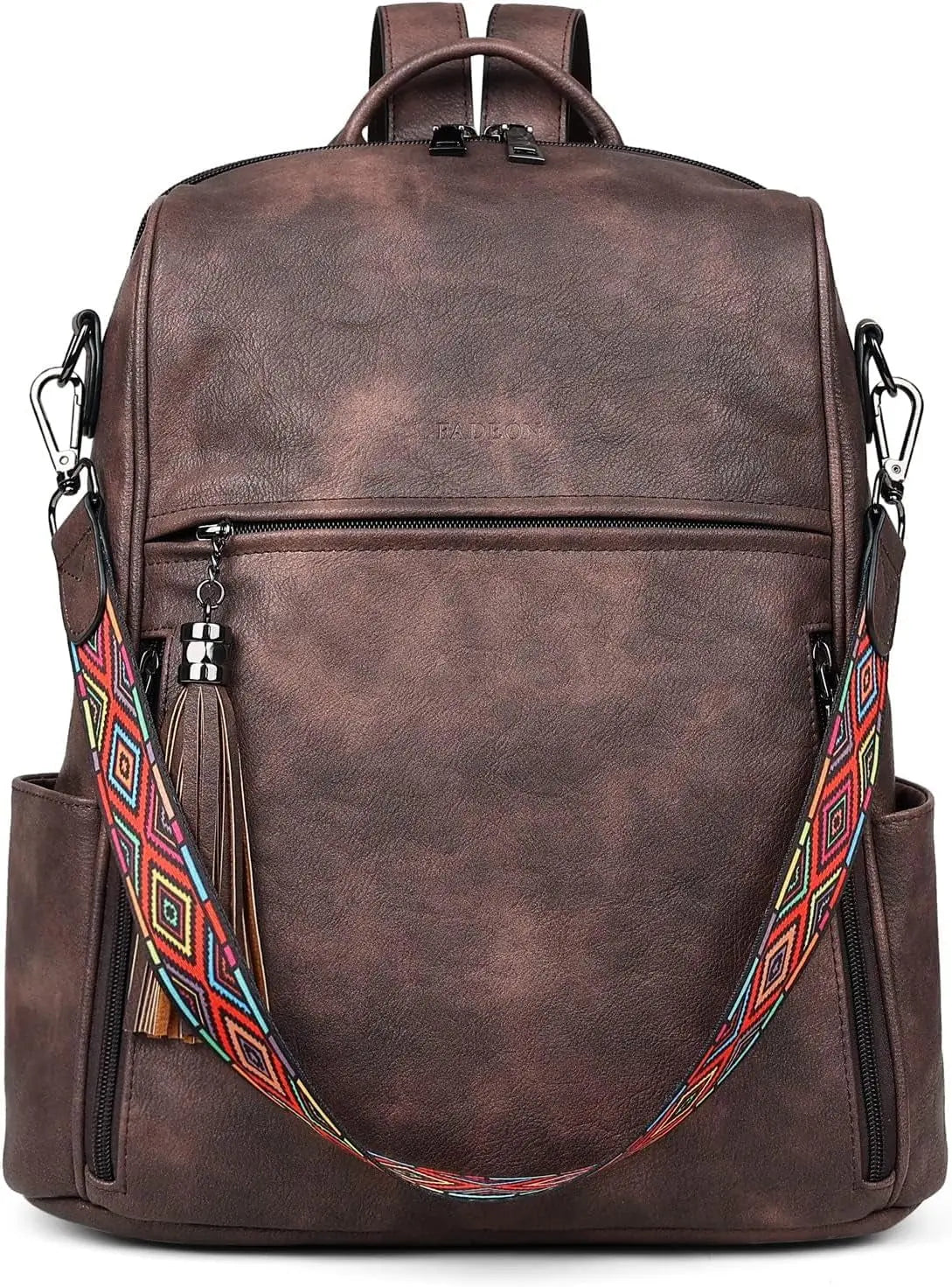 Women's Leather Designer Backpack Purse - Stylish Travel Shoulder Bag with Tassel Detail