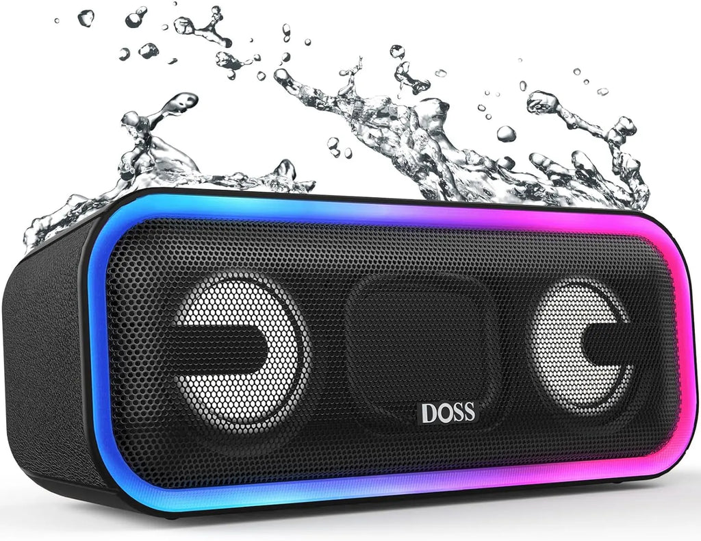 Soundbox Pro+ Bluetooth Speaker - 24W Immersive Stereo Sound with Enhanced Bass, IPX6 Waterproof, 15-Hour Playtime, Colorful LED Lights, Ideal Gift for Adults
