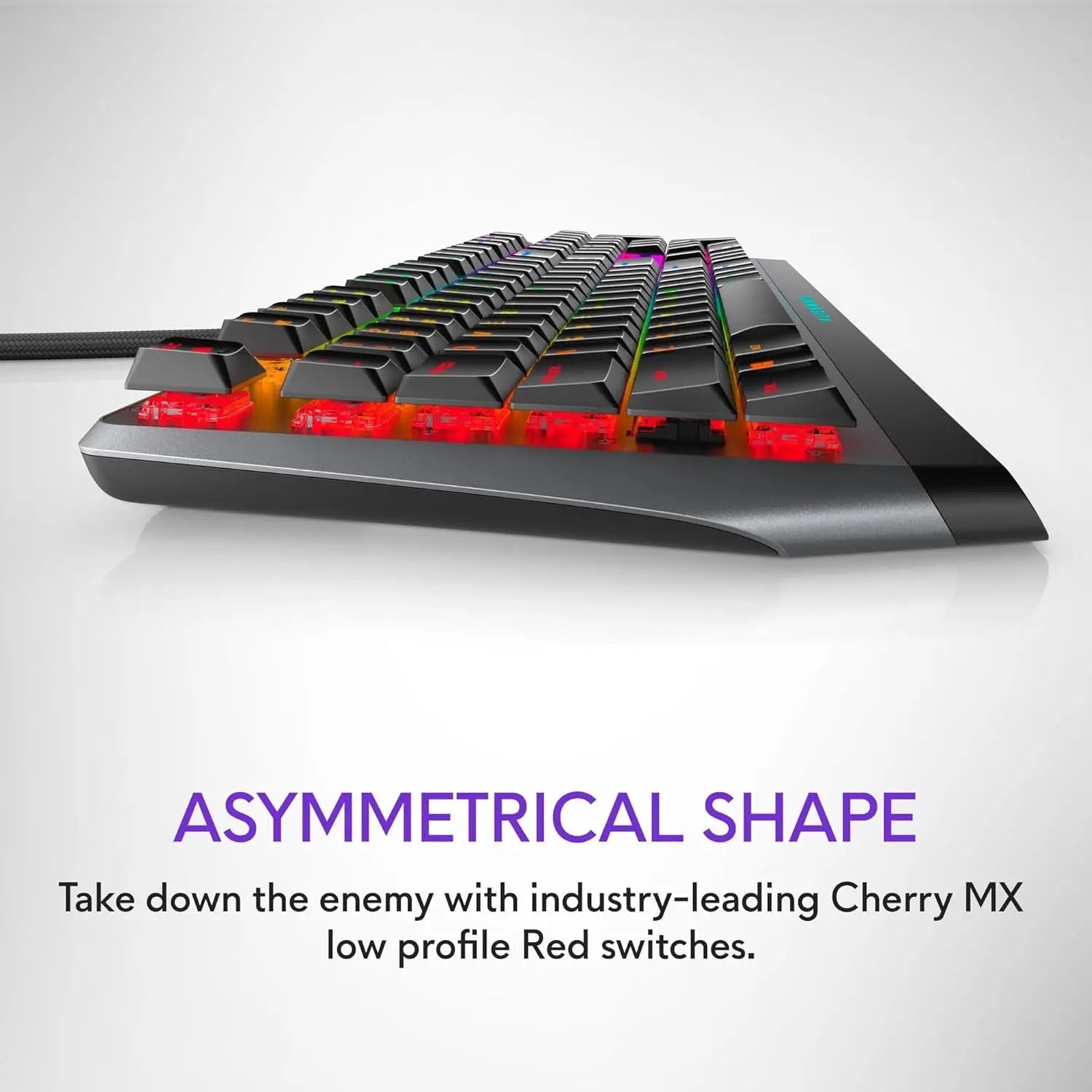 AW510K Low-Profile RGB Gaming Keyboard with Per-Key RGB LED Backlighting, Media Controls, USB Passthrough, and Cherry MX Low Profile Red Switches
