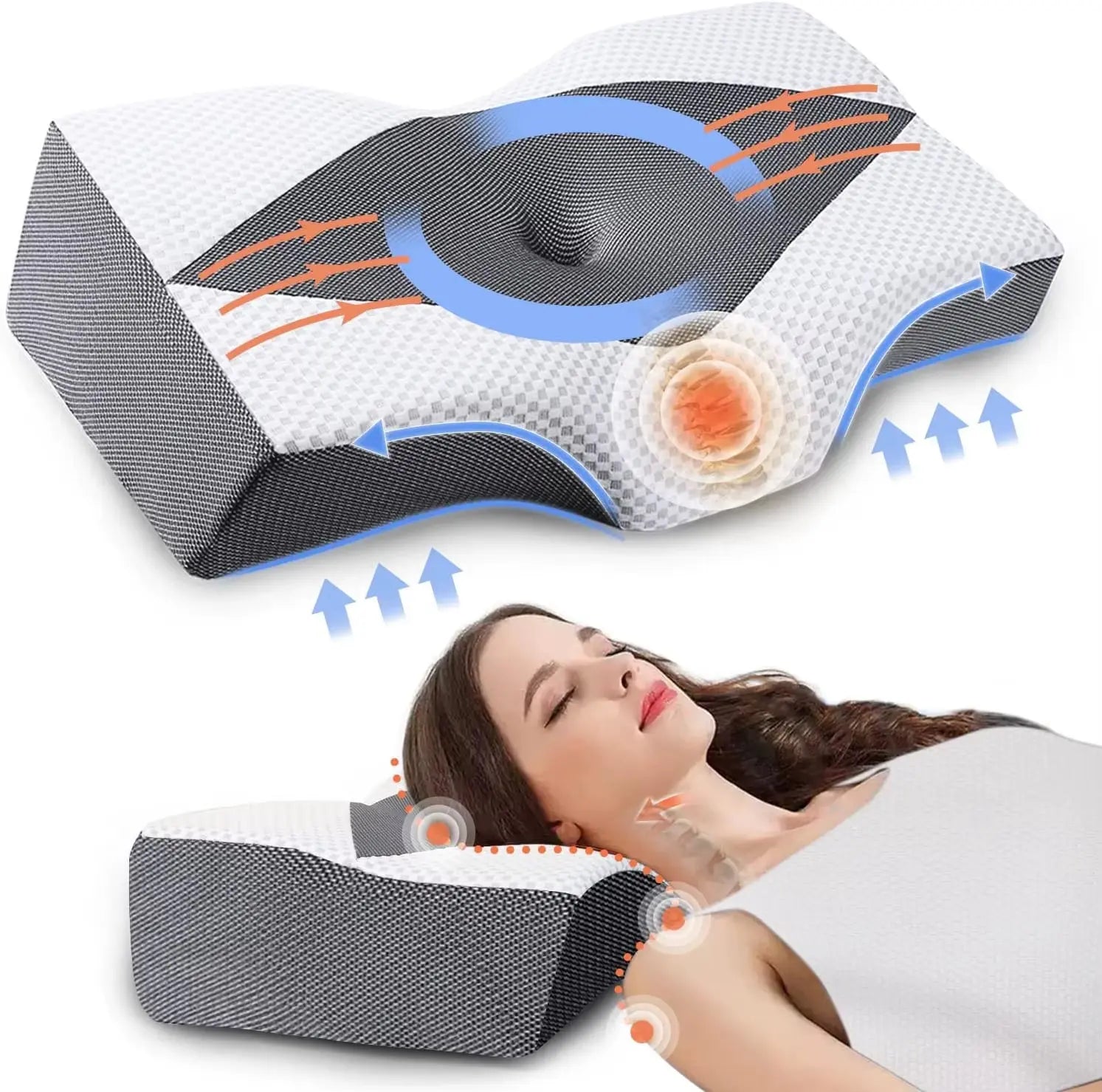 Orthopedic Memory Foam Pillow with Slow Rebound Technology - Ergonomic Sleep Aid for Enhanced Comfort and Support