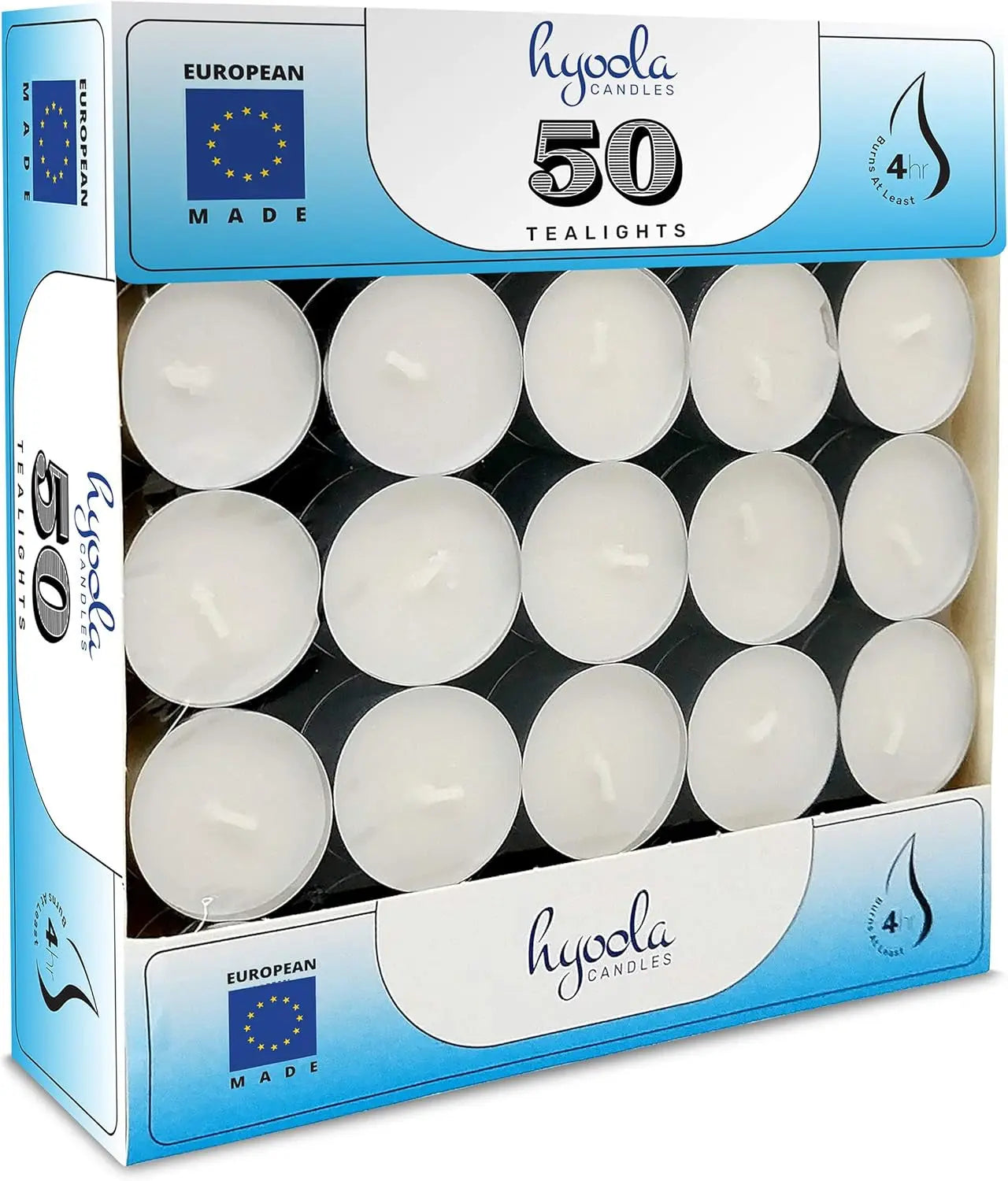 Premium Unscented Tea Light Candles - 50 Bulk Pack - Natural Palm Oil - European Quality - 4 Hour Burn Time