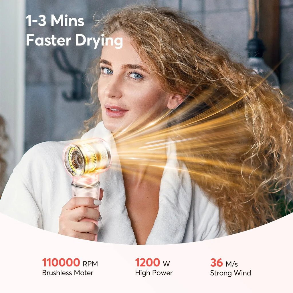 5-in-1 Multifunctional Hair Styling Tool: Electric Hair Dryer, Hot Air Comb, and Curling Iron with 1200W High-Speed Blower