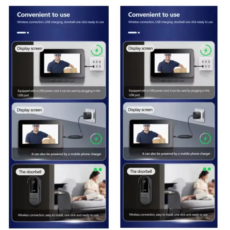 HD Wireless Intercom Doorbell with Night Vision and 4.3-Inch LPS Screen - Smart Home Security Video Doorbell Camera