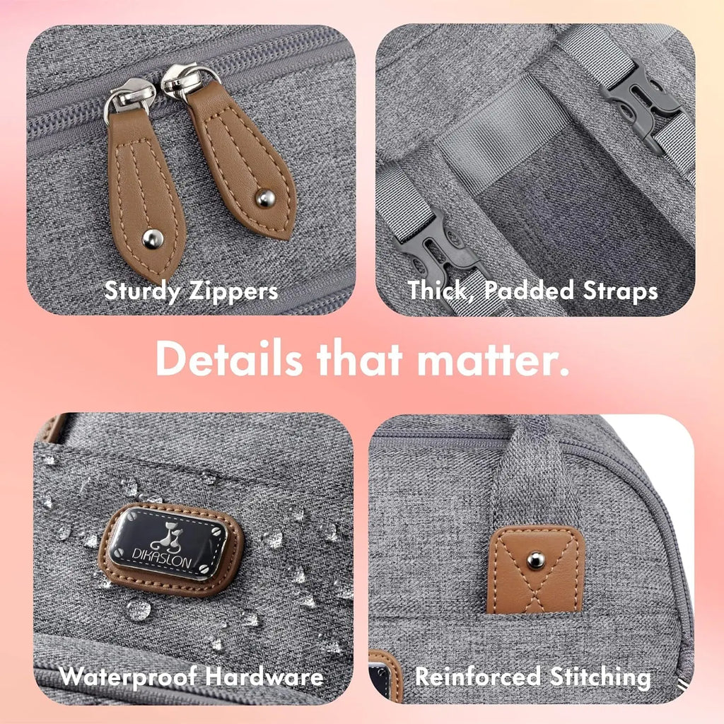 Multifunctional Diaper Bag Backpack with Portable Changing Pad, Pacifier Case, and Stroller Straps - Spacious Unisex Baby Bag for Parents, Gray