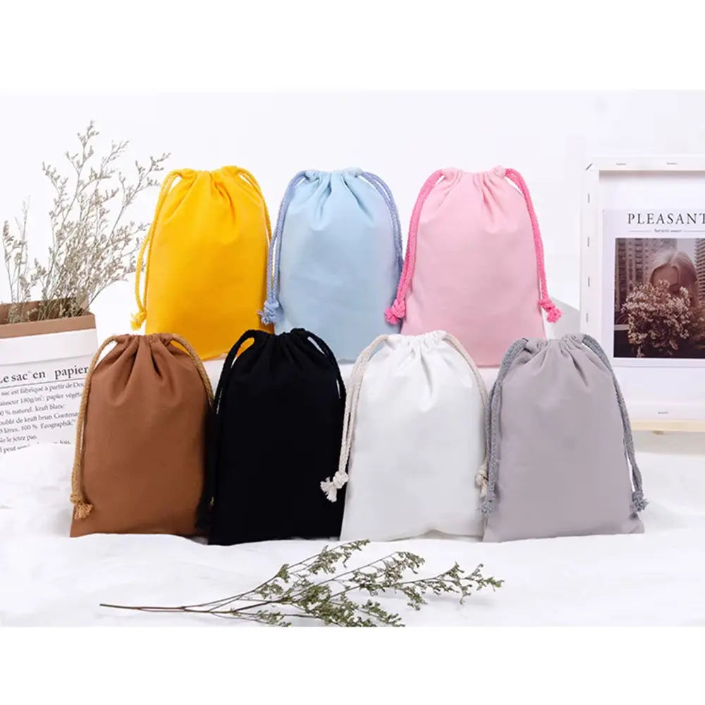 Canvas Drawstring Storage Bag - Portable Cotton Organizer Tote for Groceries and Shopping