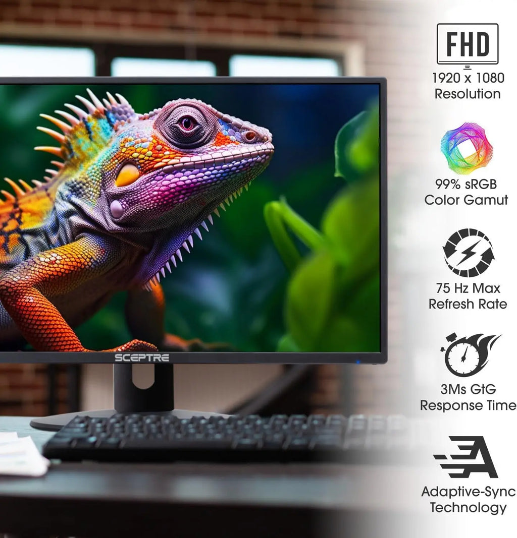 24-Inch 1080P LED Monitor with 99% sRGB, Dual HDMI, VGA, and Built-In Speakers, Machine Black (E248W-19203R 2025 Series)