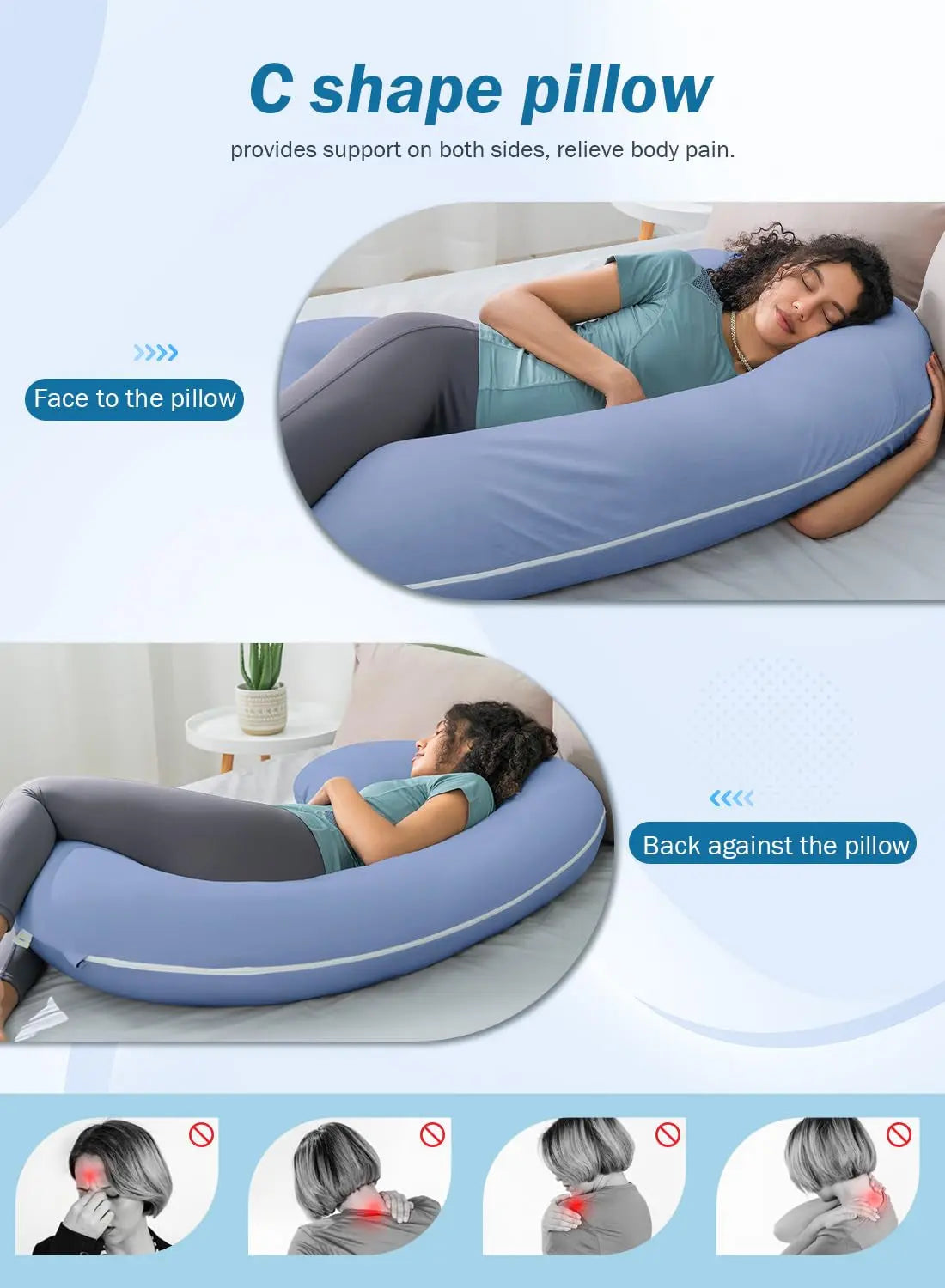 Cooling Maternity Pillow for Pregnant Women (Cooling Blue)