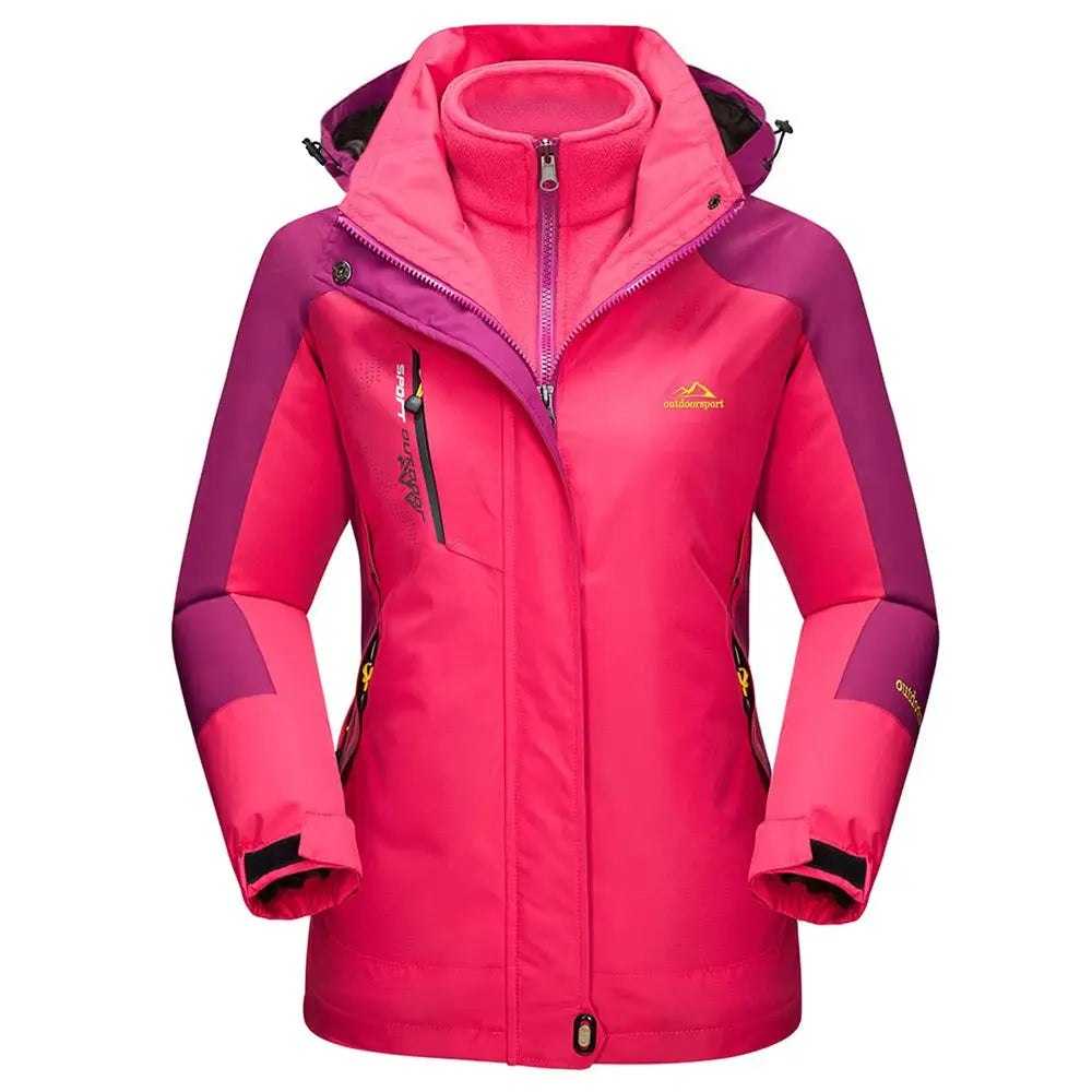 Women's 3-in-1 Winter Fleece Jacket - Waterproof Ski and Snowboard Coat, Outdoor Rain and Windbreaker Parka