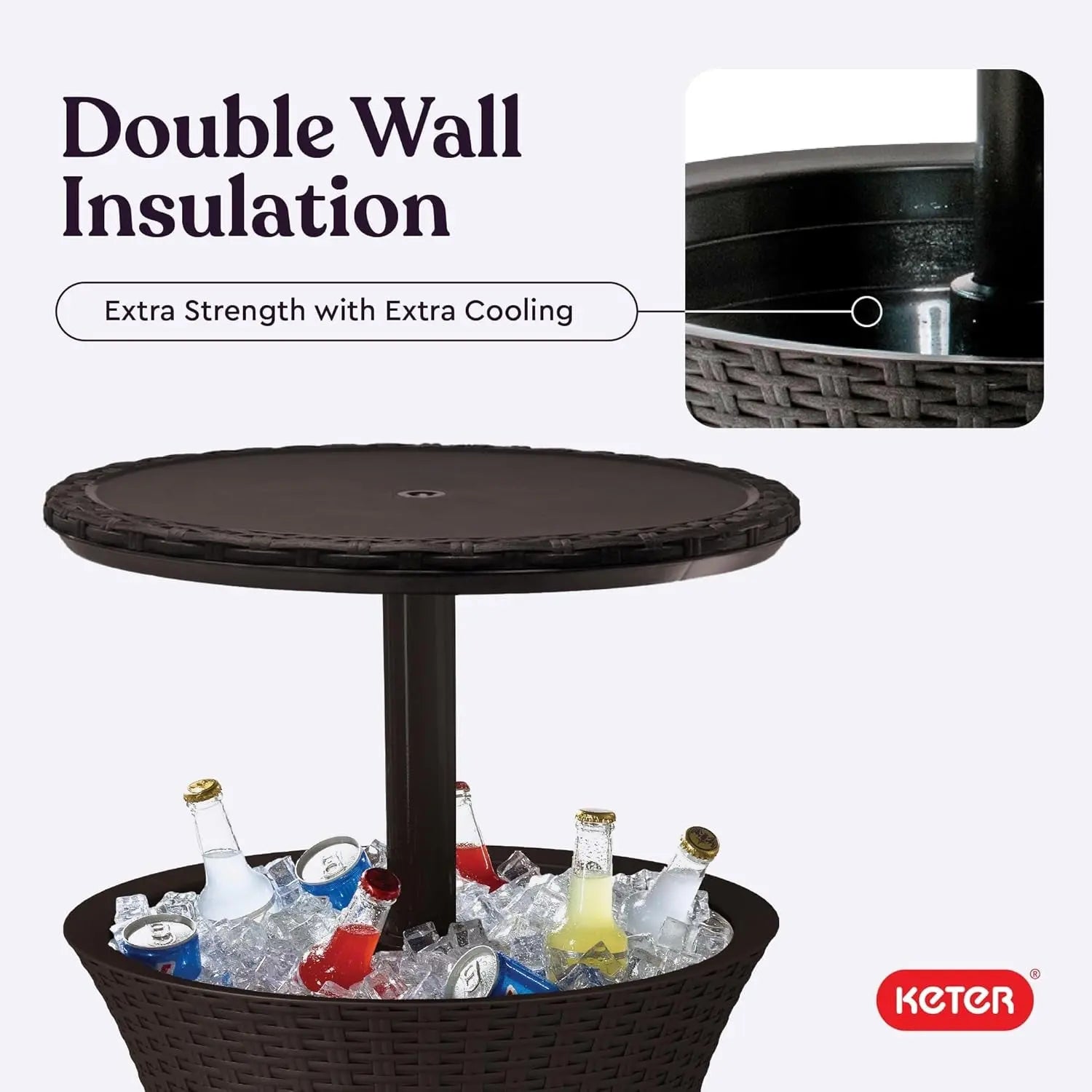 Pacific Cool Bar Outdoor Patio Side Table with Integrated 7.5 Gallon Beverage Cooler in Espresso Brown